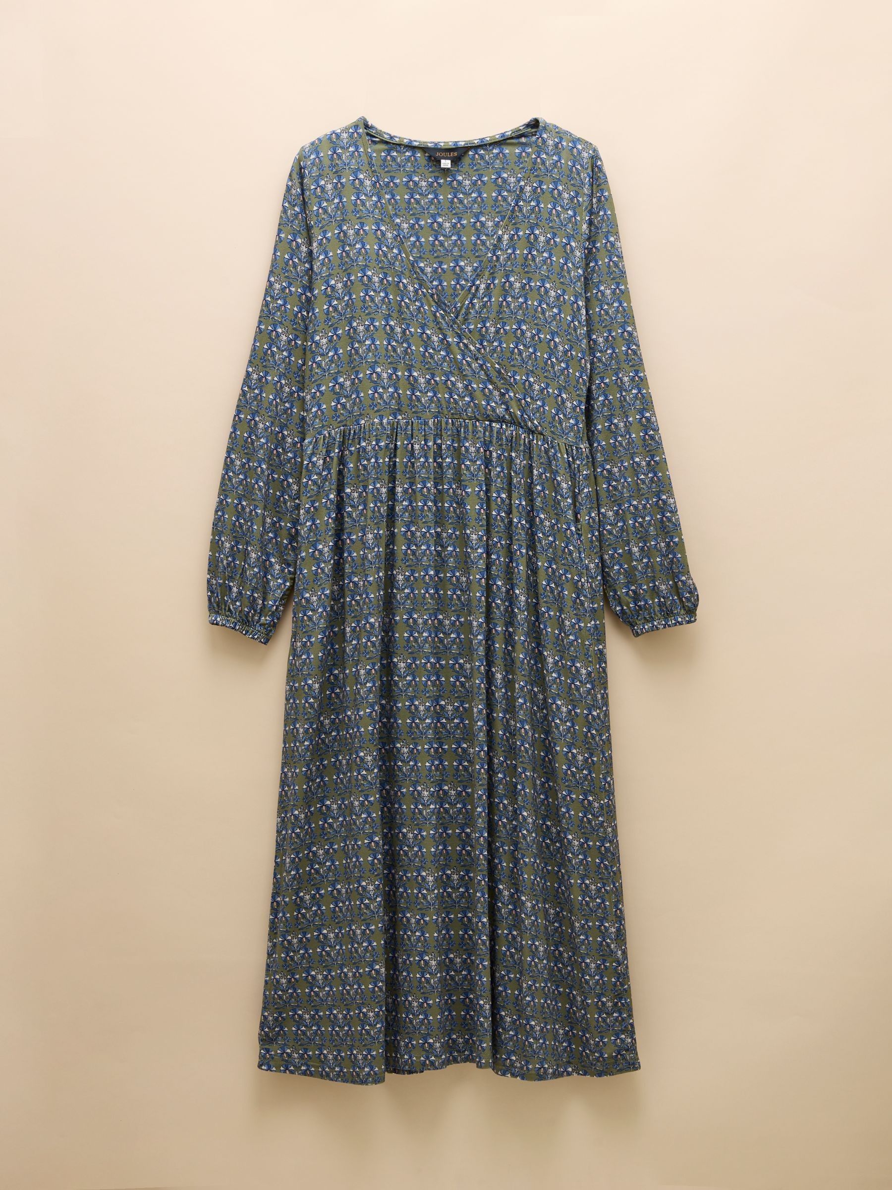 Camille Khaki Green Midi Length Wrap Dress - Image 6 of 6