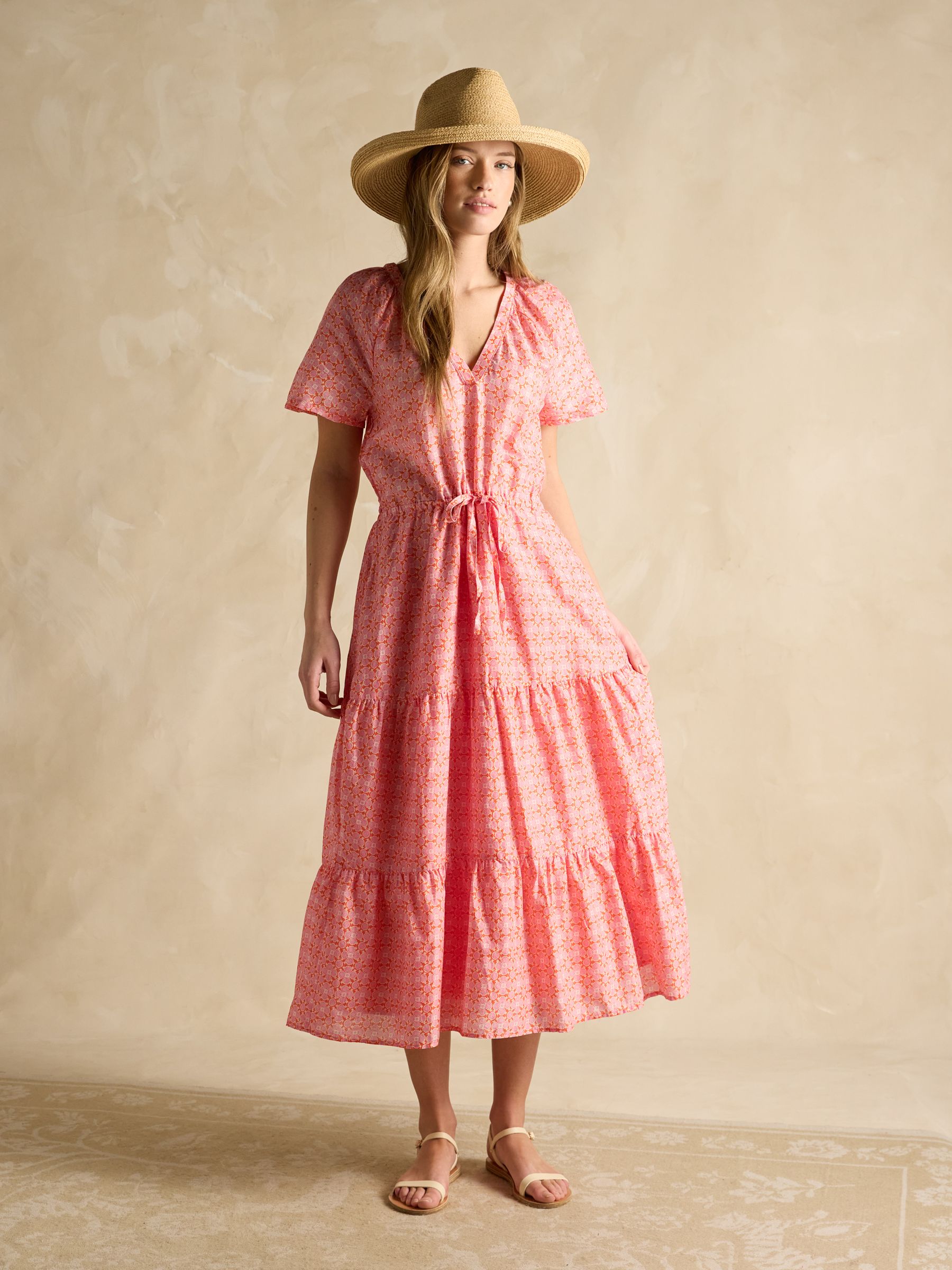 Connie Pink Cotton Midi Dress - Image 4 of 8