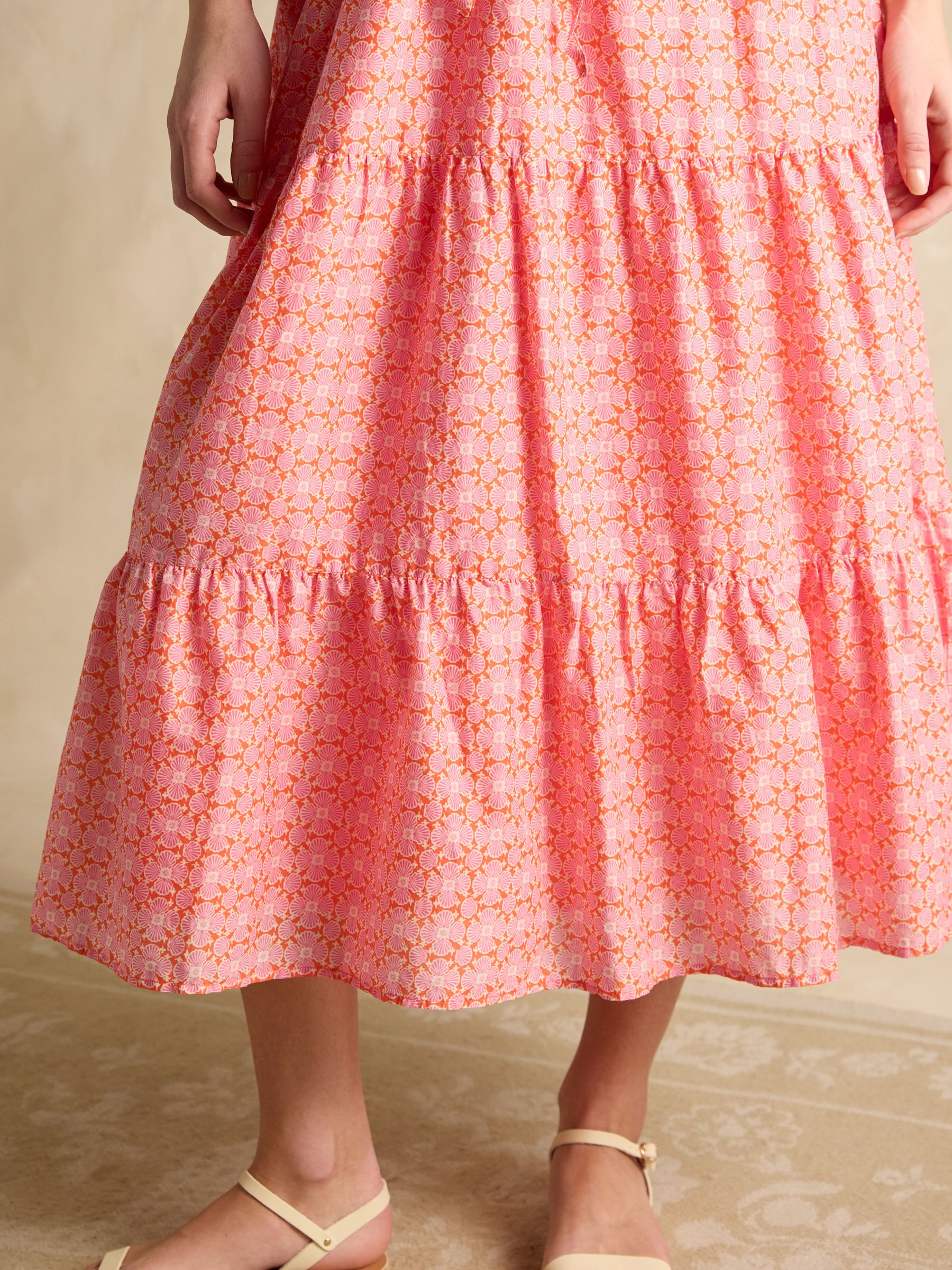 Connie Pink Cotton Midi Dress - Image 7 of 8