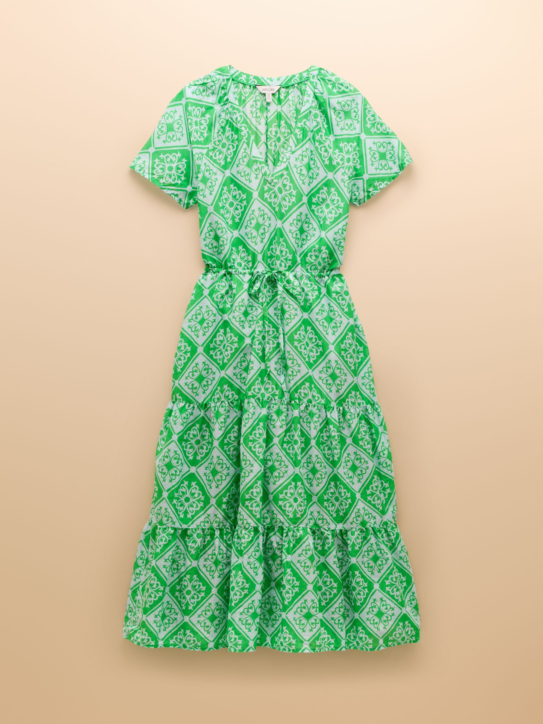 Connie Green/Blue Cotton Midi Dress - Image 9 of 9