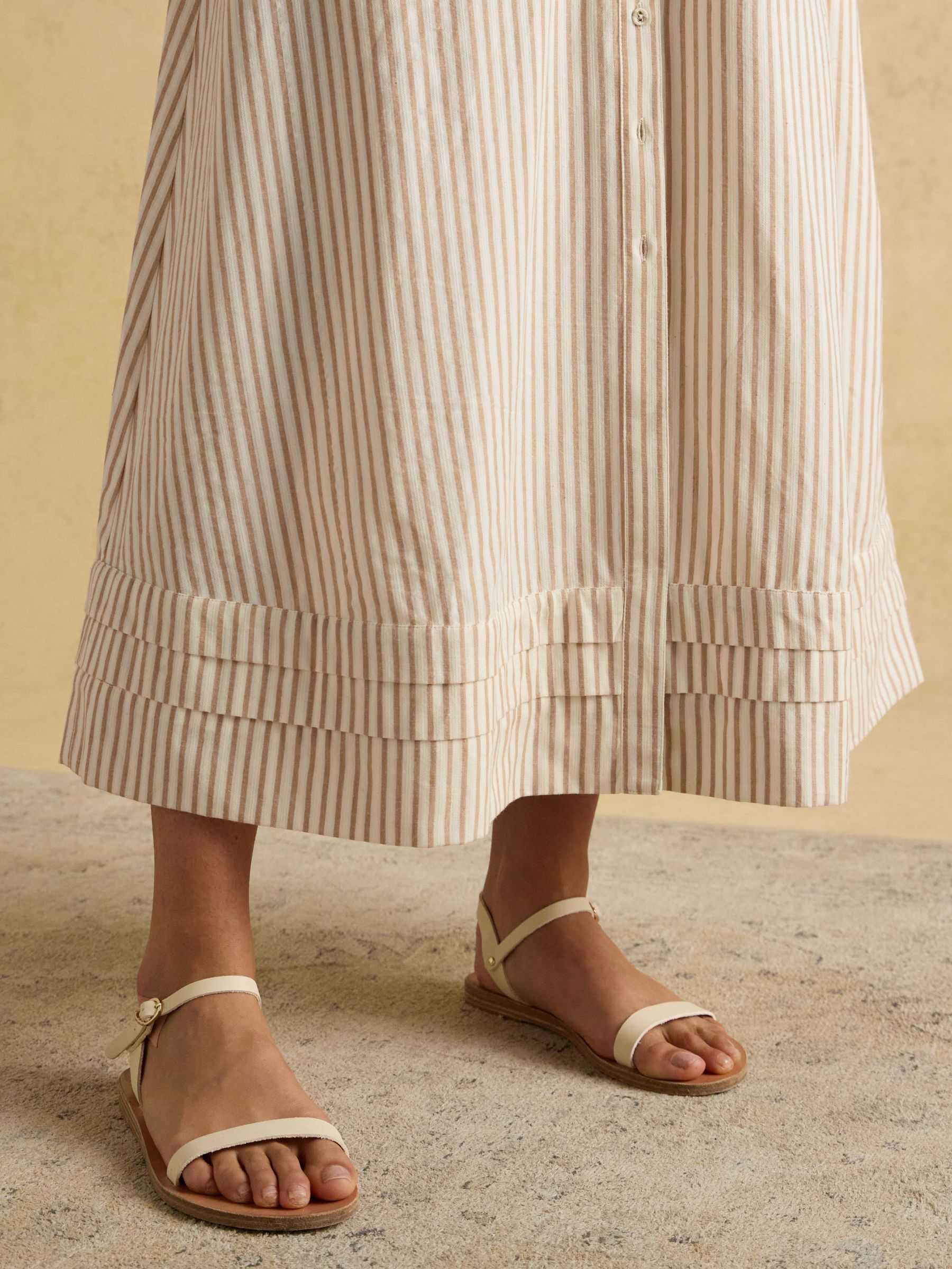 Gracie Tan Brown Button Down Midi Dress - Image 5 of 10