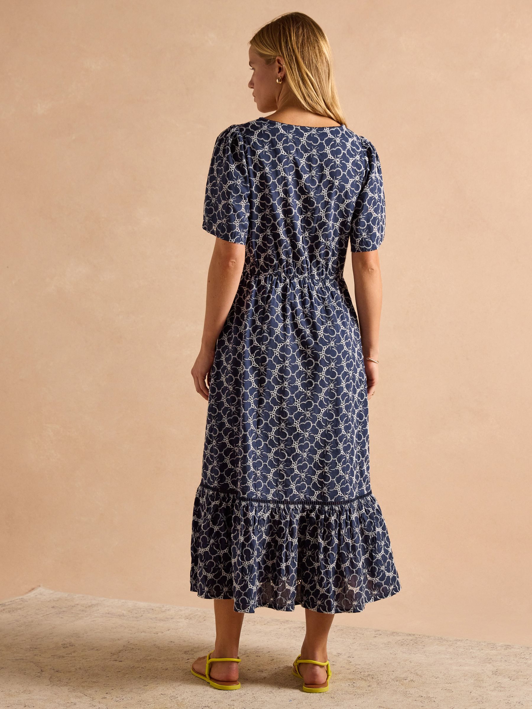 Harriet Navy Broderie Midi Dress - Image 2 of 8
