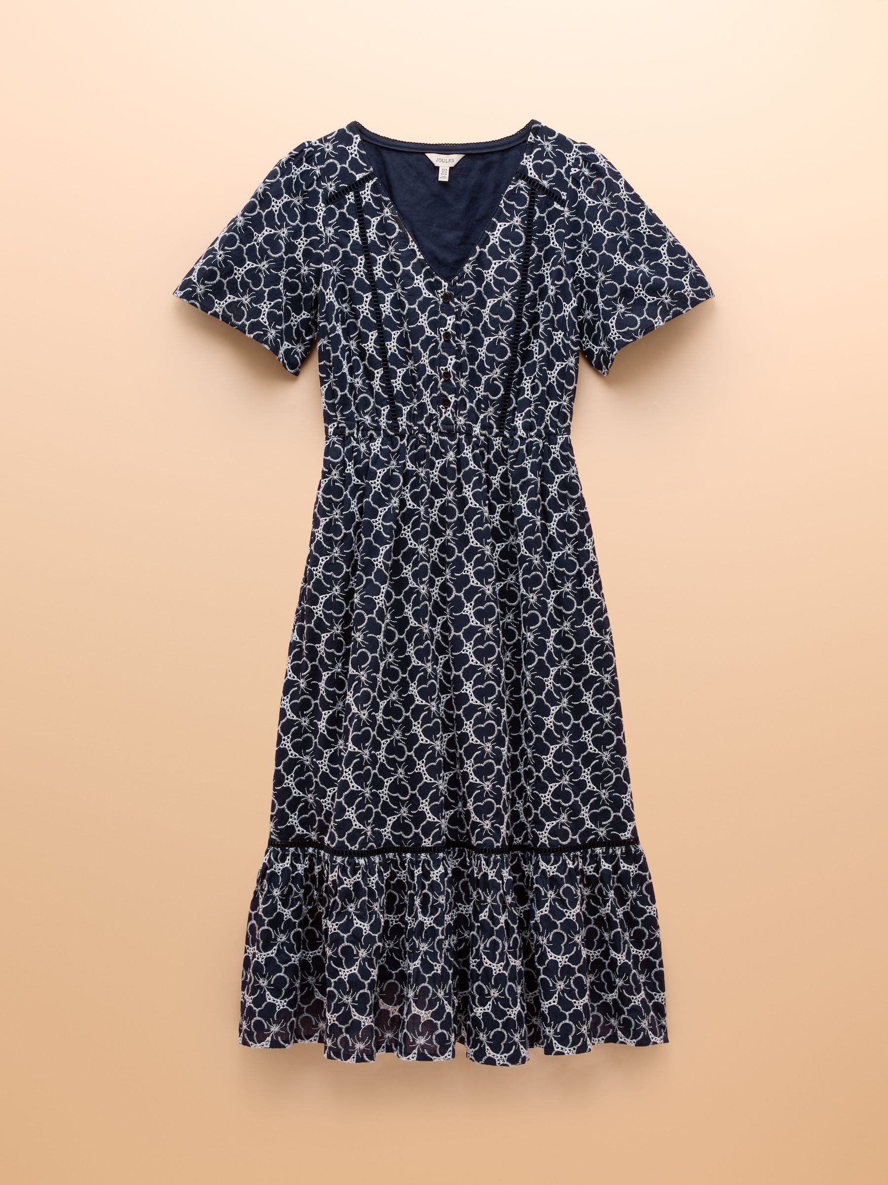 Harriet Navy Broderie Midi Dress - Image 8 of 8