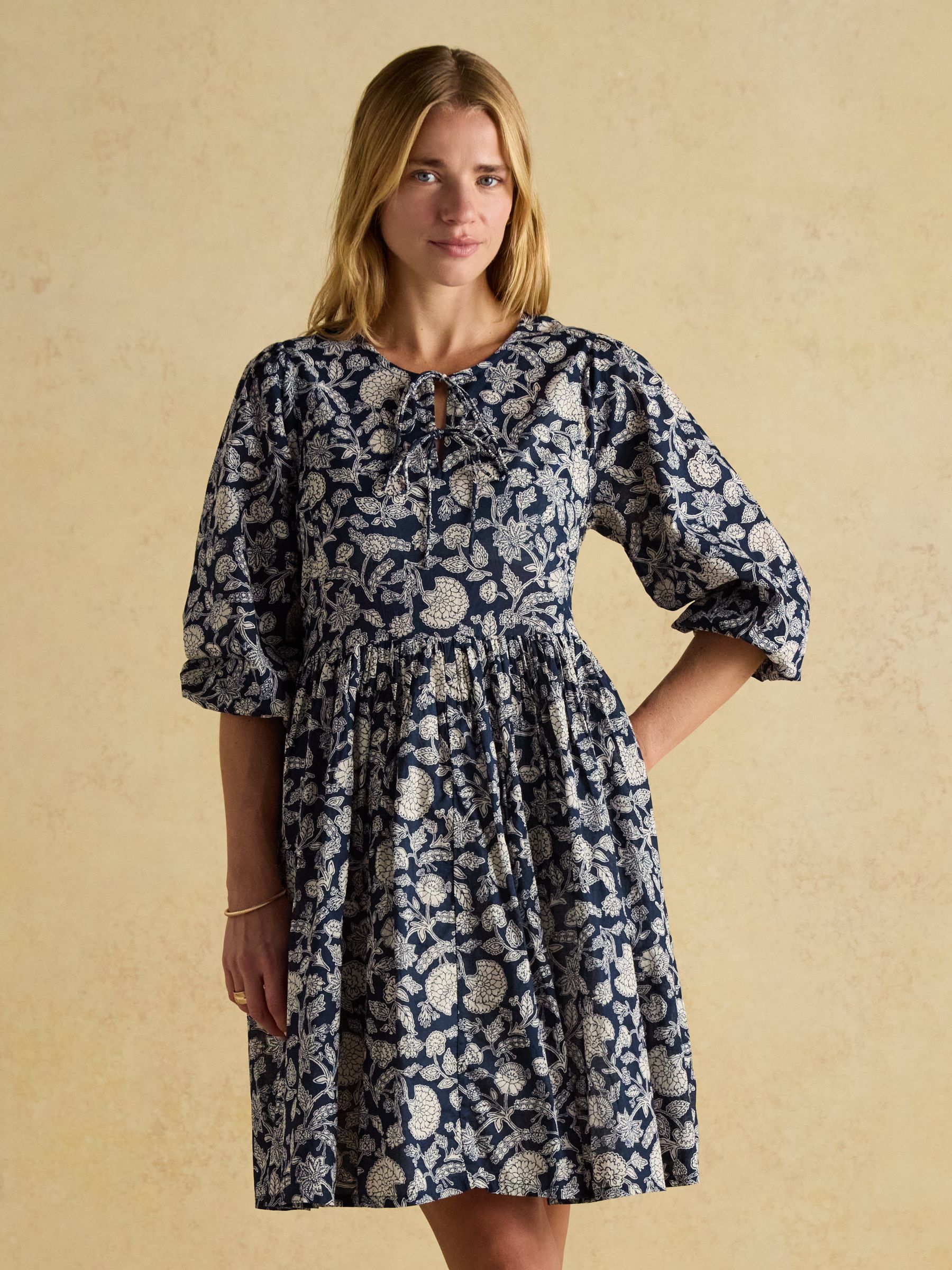 Nelly Navy Tie Front Dress - Image 1 of 8