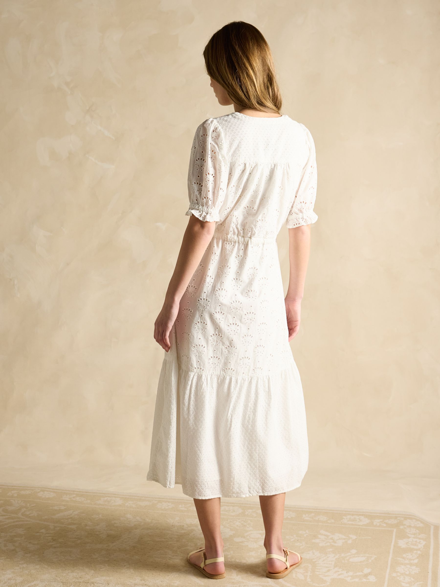 Juliana 100% Cotton White Broderie Midi Dress - Image 2 of 8