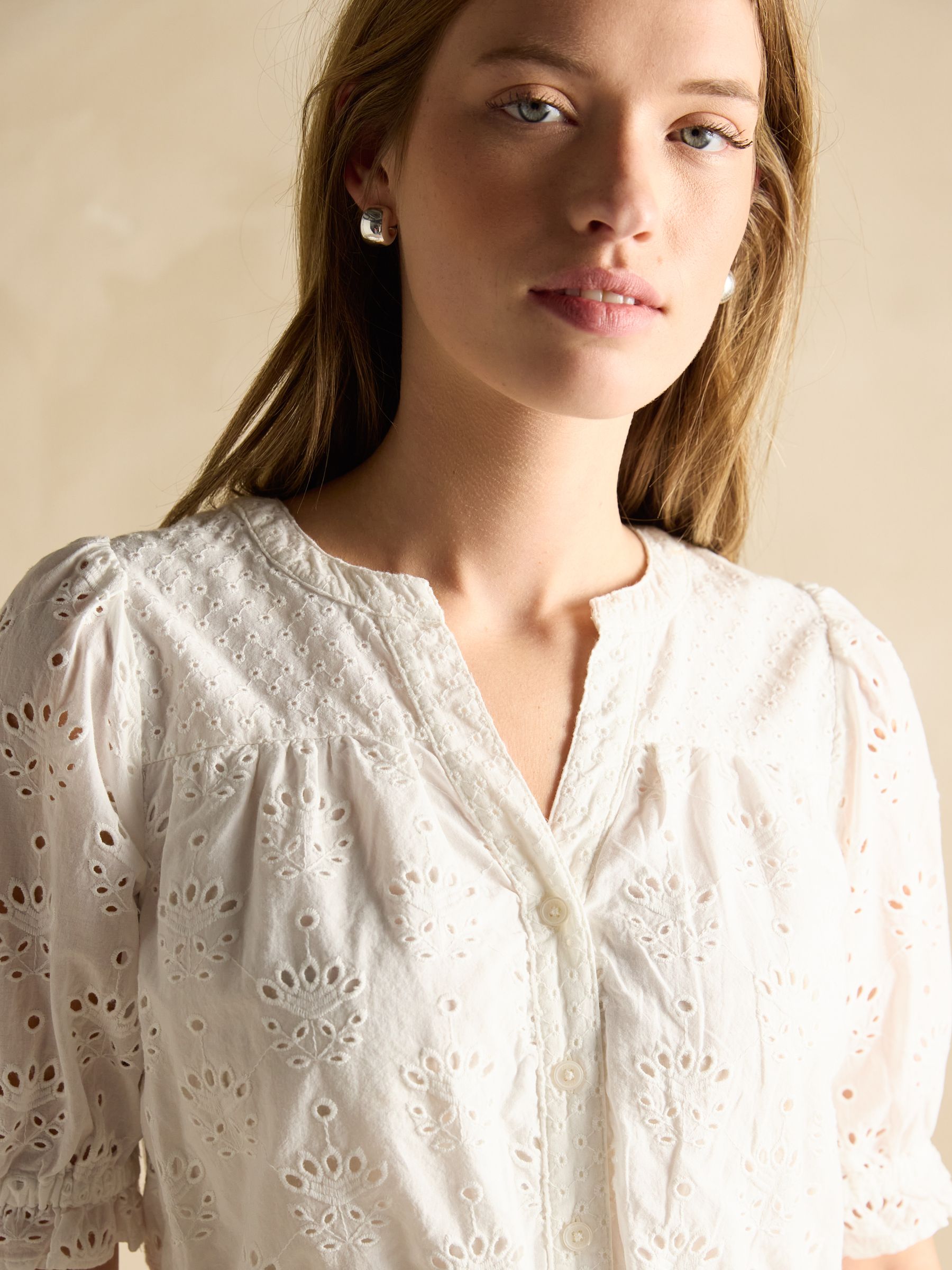 Juliana 100% Cotton White Broderie Midi Dress - Image 3 of 8