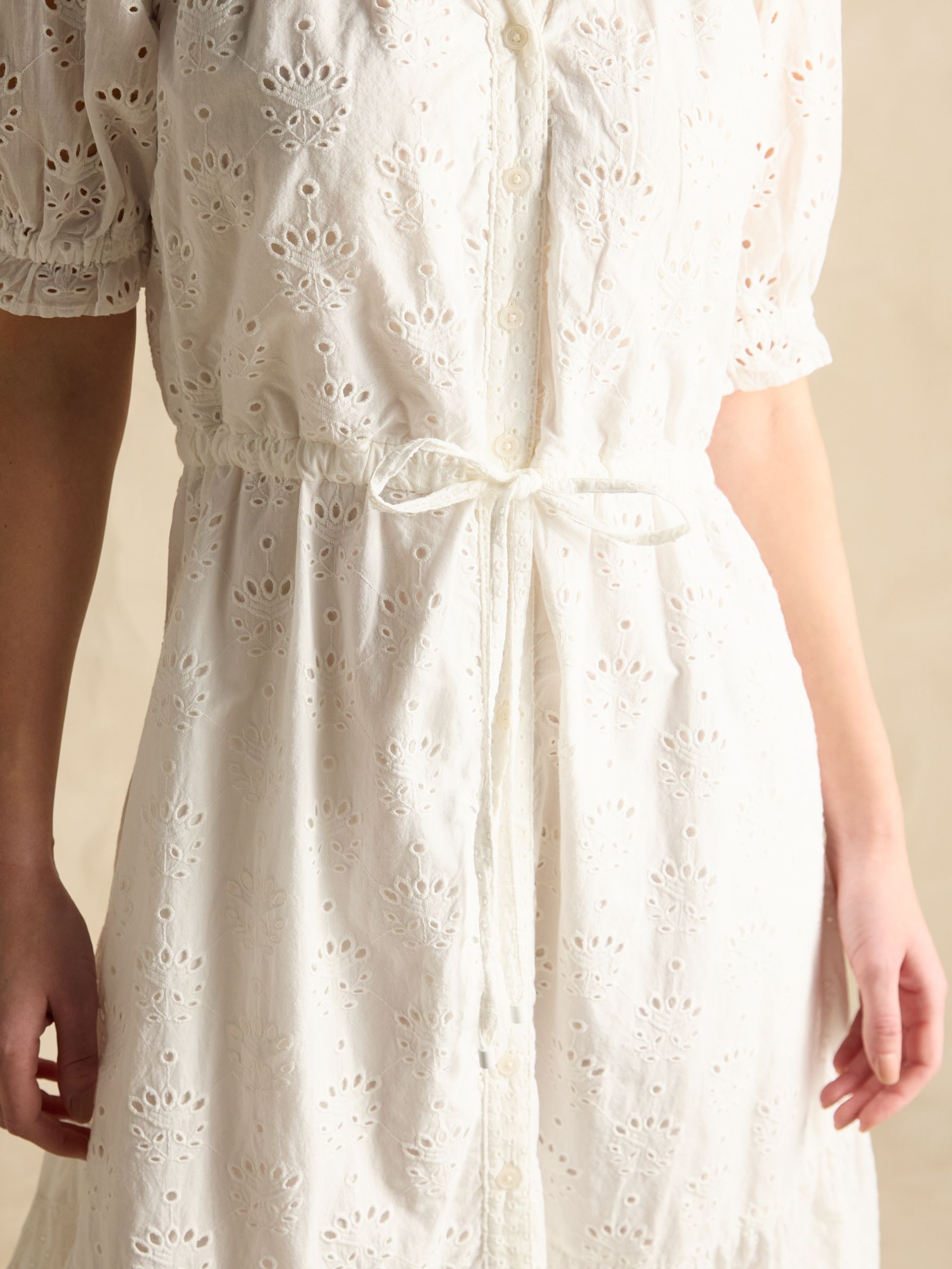 Juliana 100% Cotton White Broderie Midi Dress - Image 6 of 8