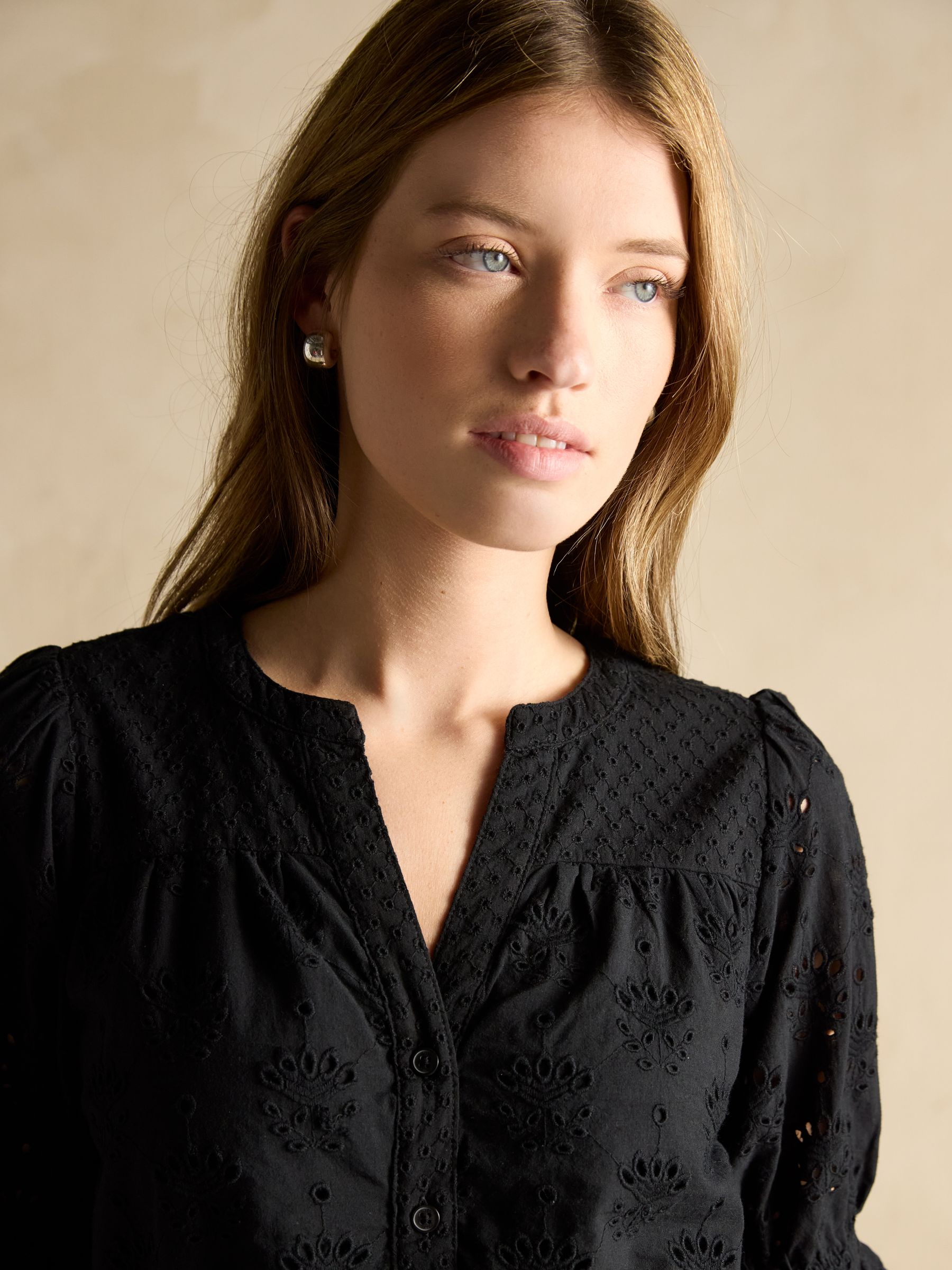 Juliana 100% Cotton Black Broderie Midi Dress - Image 3 of 7