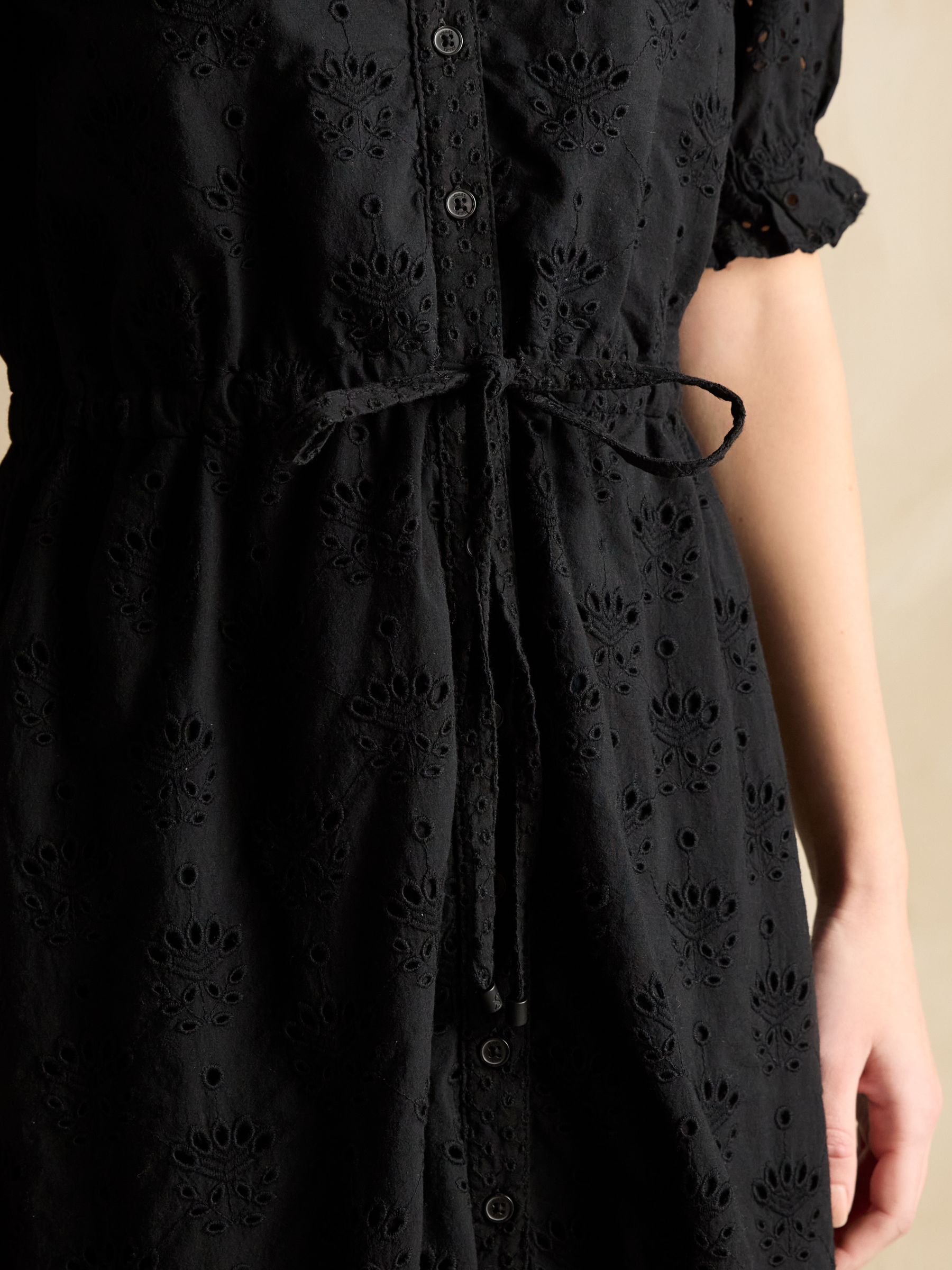 Juliana 100% Cotton Black Broderie Midi Dress - Image 5 of 7