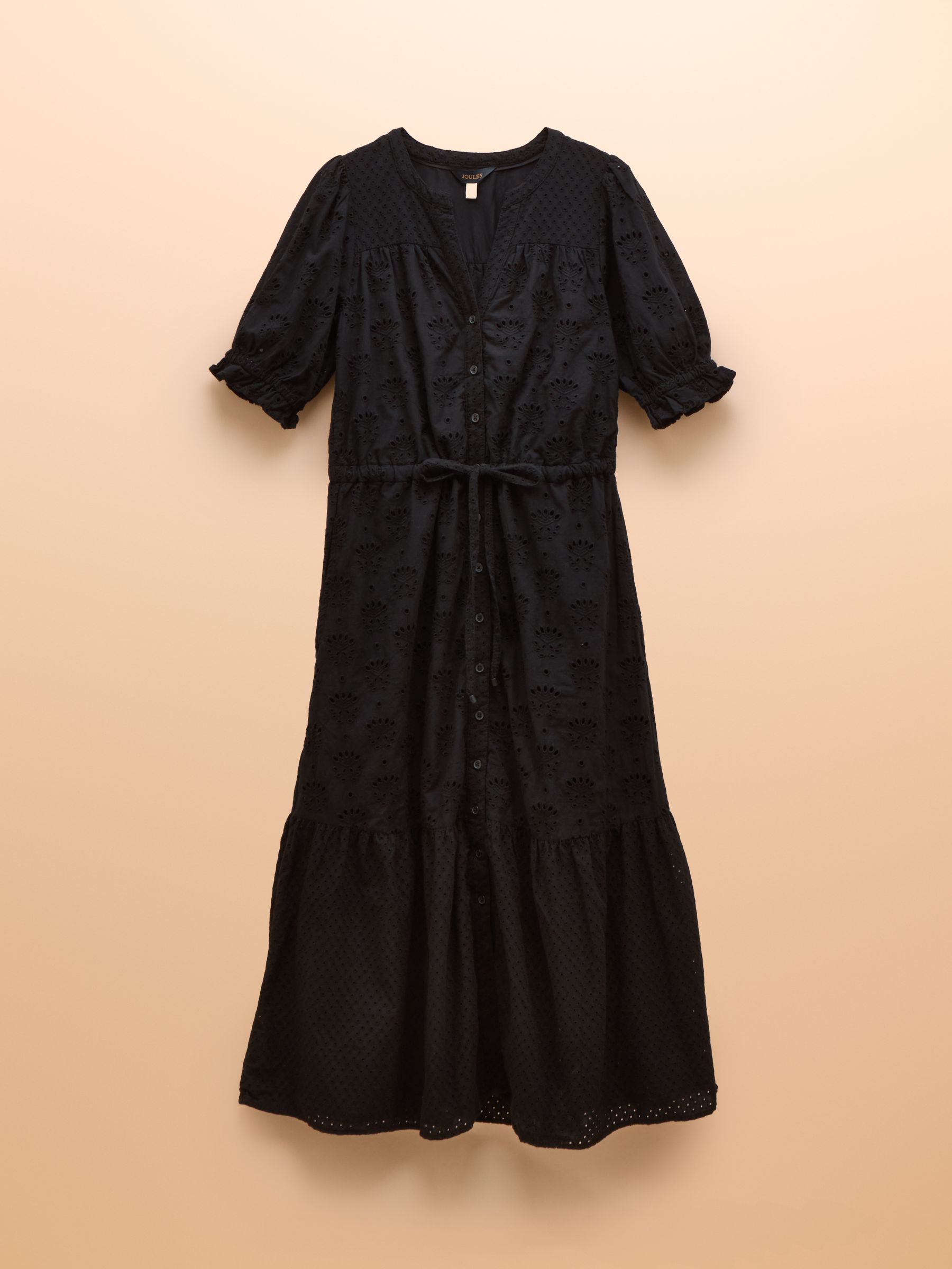 Juliana 100% Cotton Black Broderie Midi Dress - Image 7 of 7