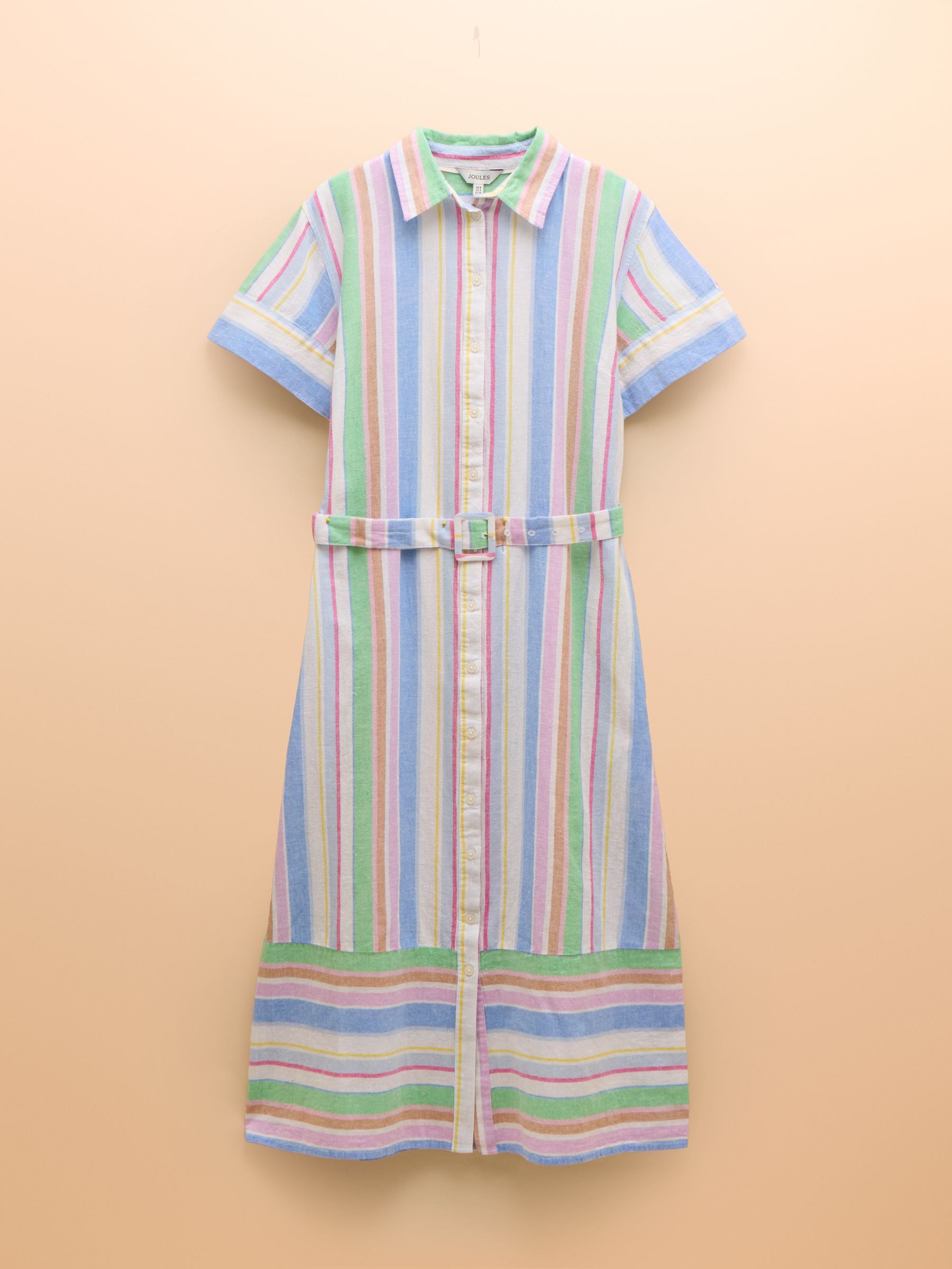 Carrie Multi Stripe Linen & Cotton Belted Shirt Dress - Image 7 of 7 Carrie Multi Stripe Linen & Cotton Belted Shirt Dress - Image 7 of 7