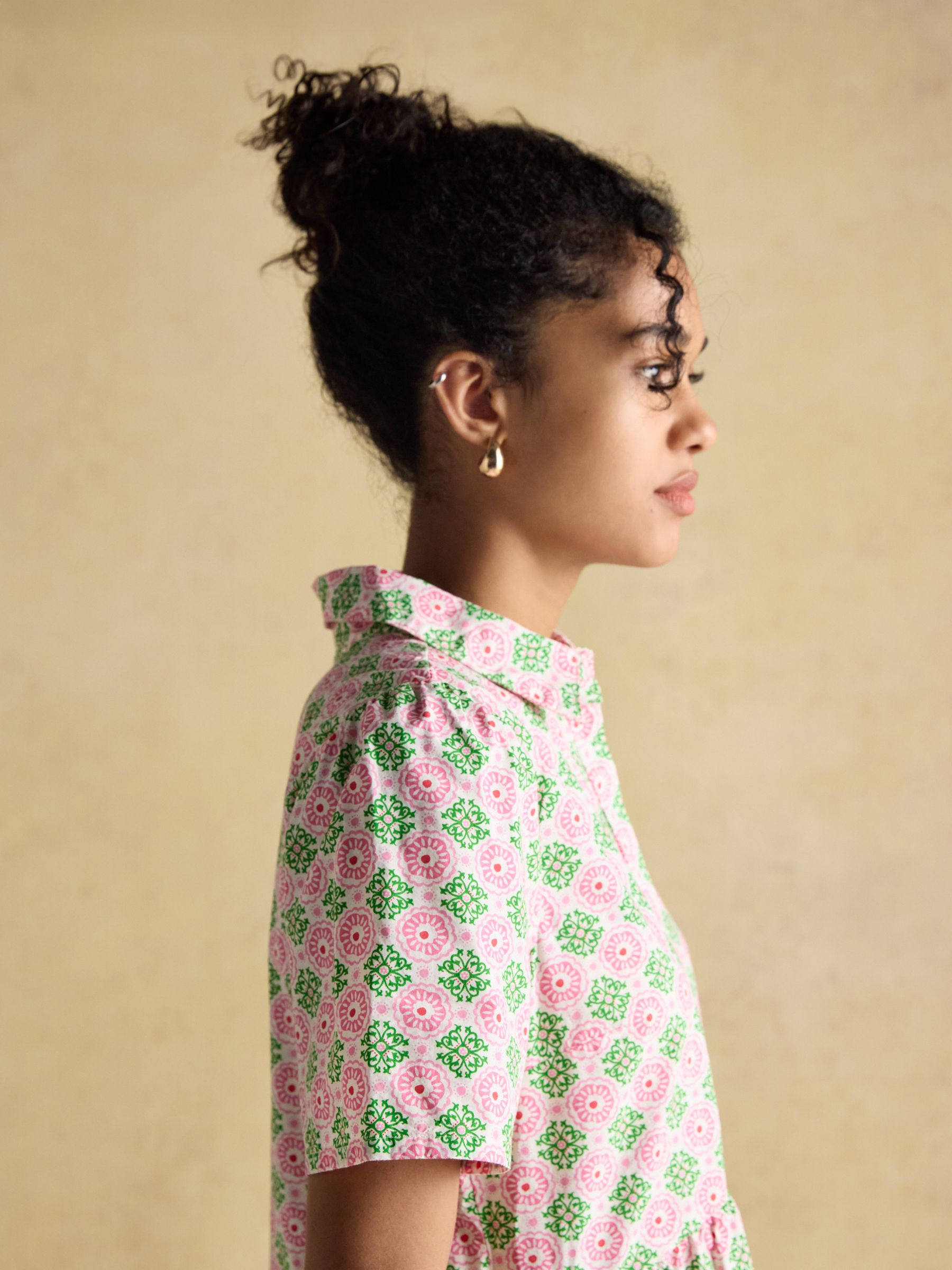 Martha Pink/Green Short Shirt Dress - Image 4 of 8