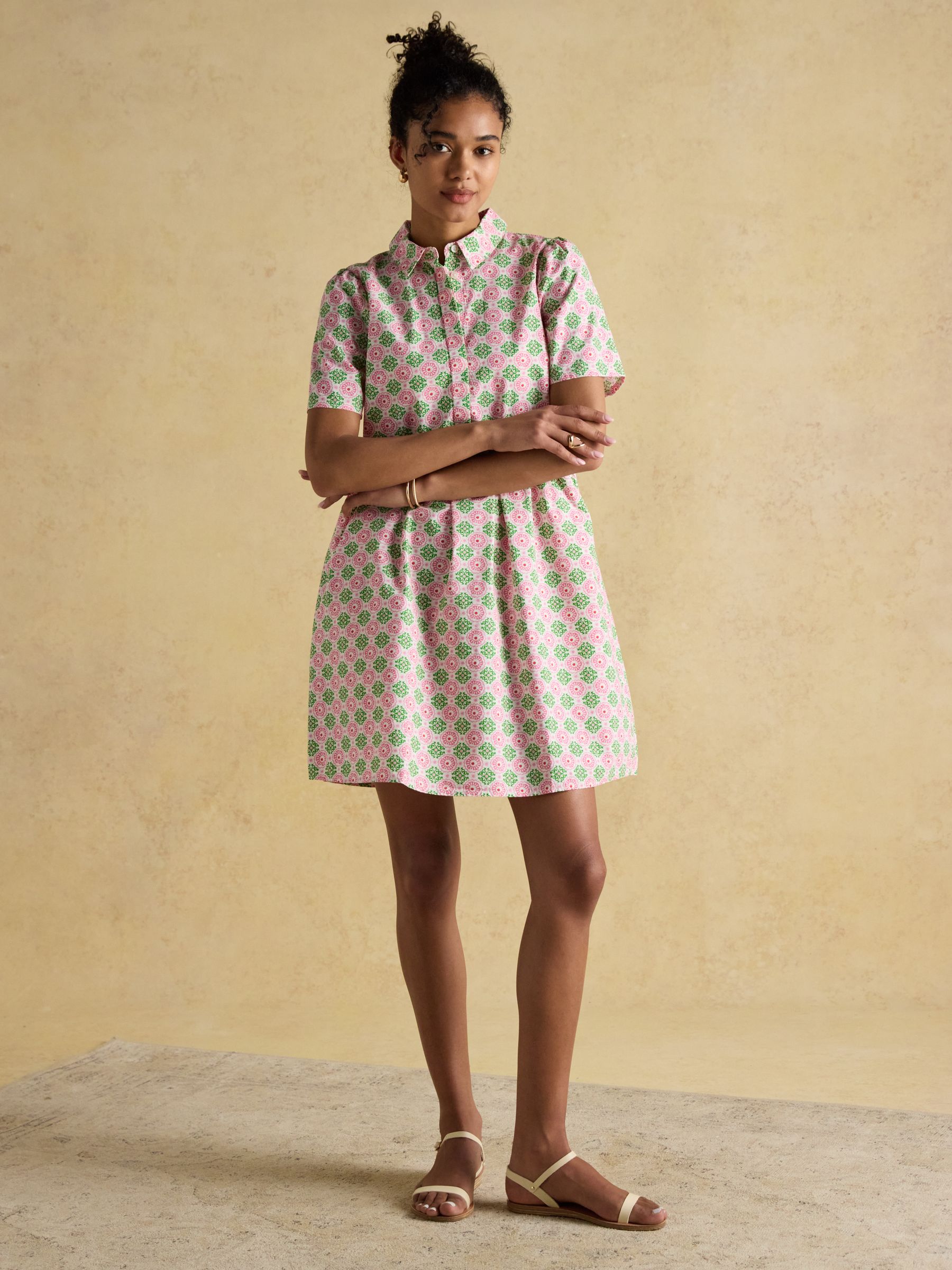 Martha Pink/Green Short Shirt Dress - Image 7 of 8