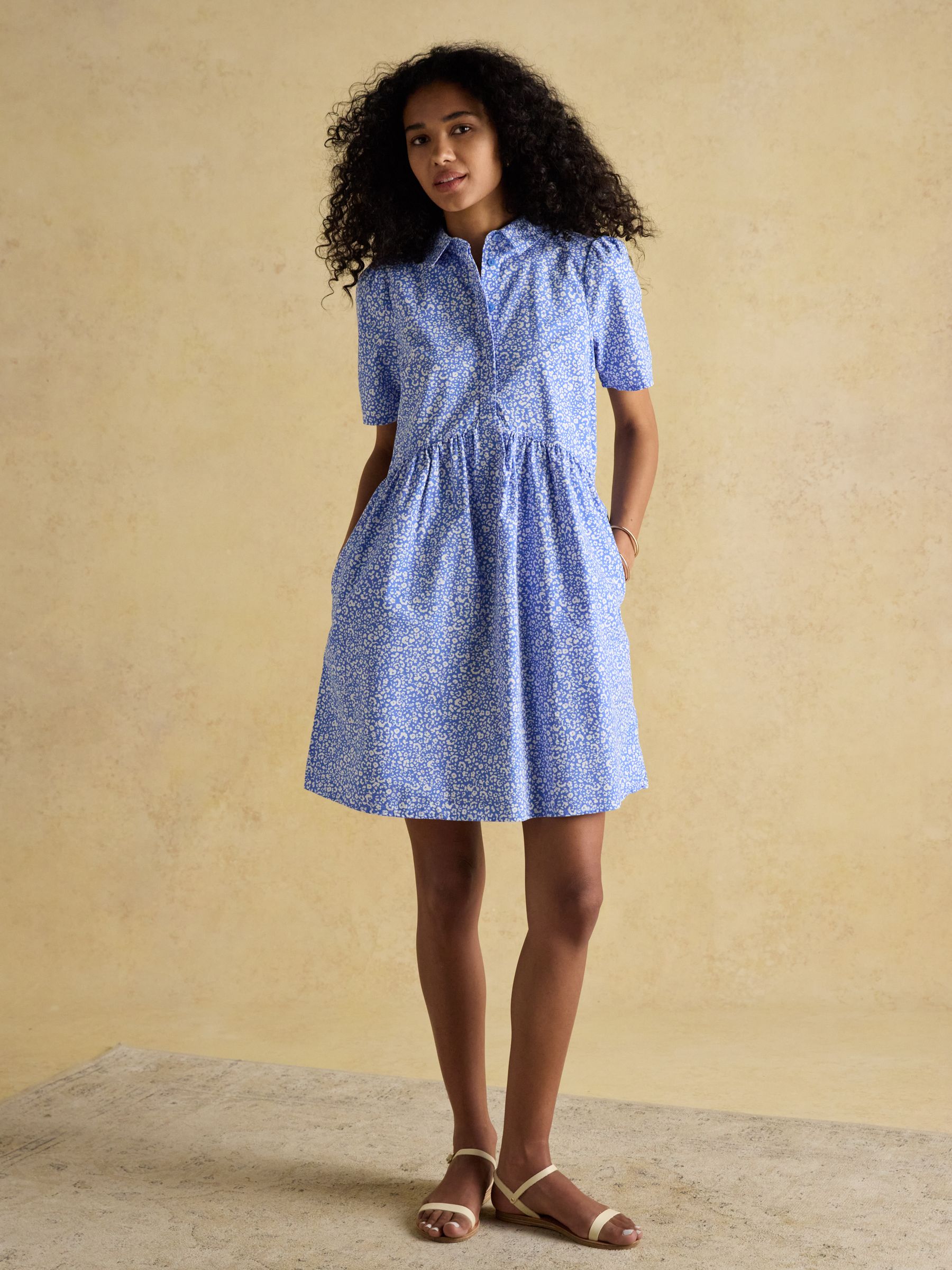 Martha Blue Short Shirt Dress - Image 1 of 8