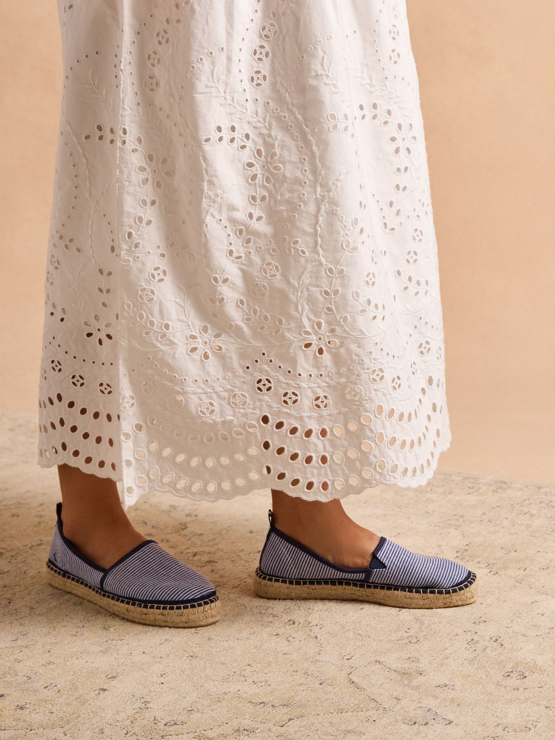 Reid White Cotton Broderie Midi Dress - Image 5 of 7