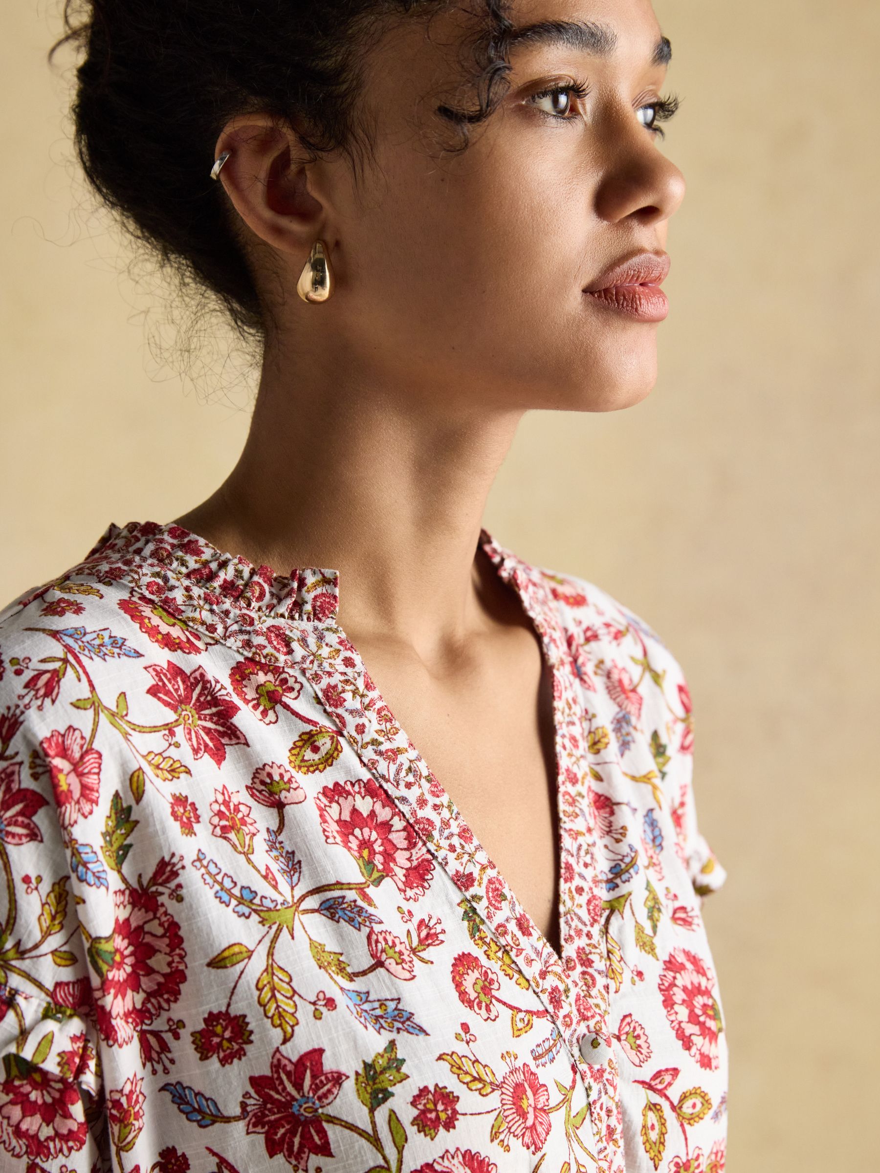 Elise Provence Floral Long Sleeve Cotton Midi Dress - Image 3 of 10