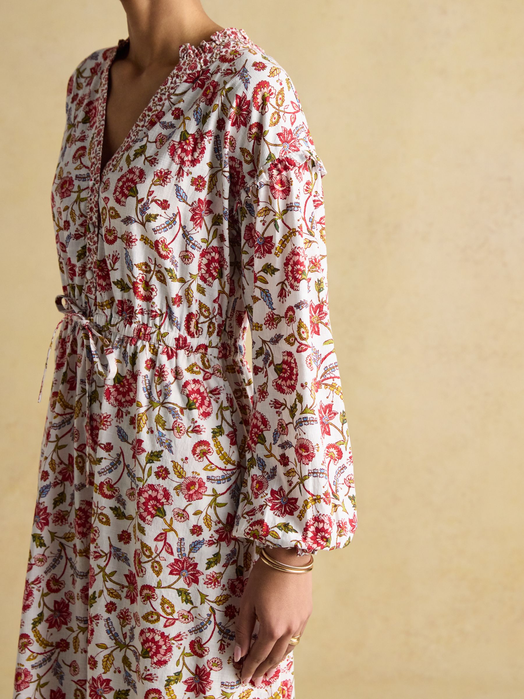 Elise Provence Floral Long Sleeve Cotton Midi Dress - Image 8 of 10