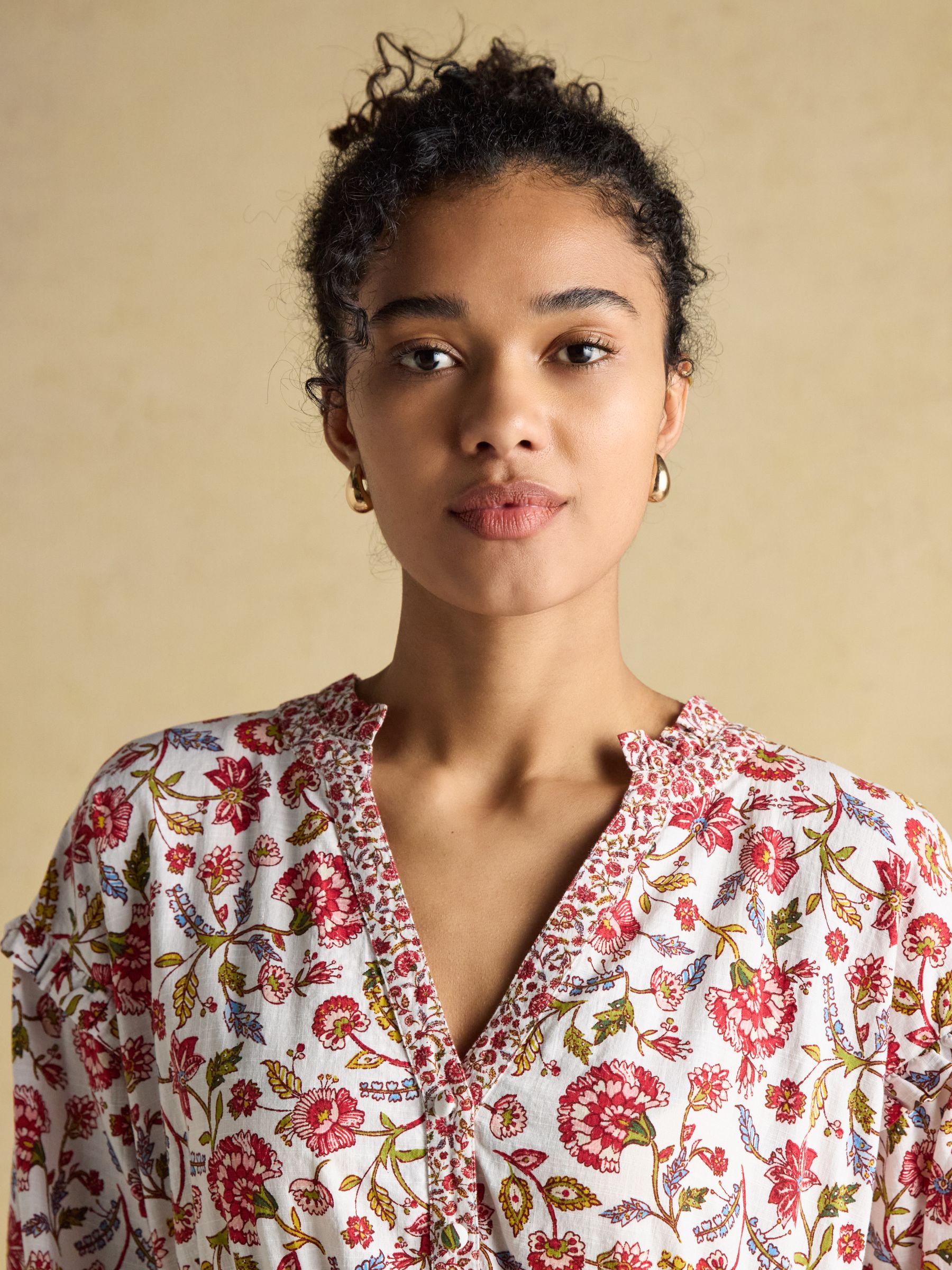 Elise Provence Floral Long Sleeve Cotton Midi Dress - Image 9 of 10