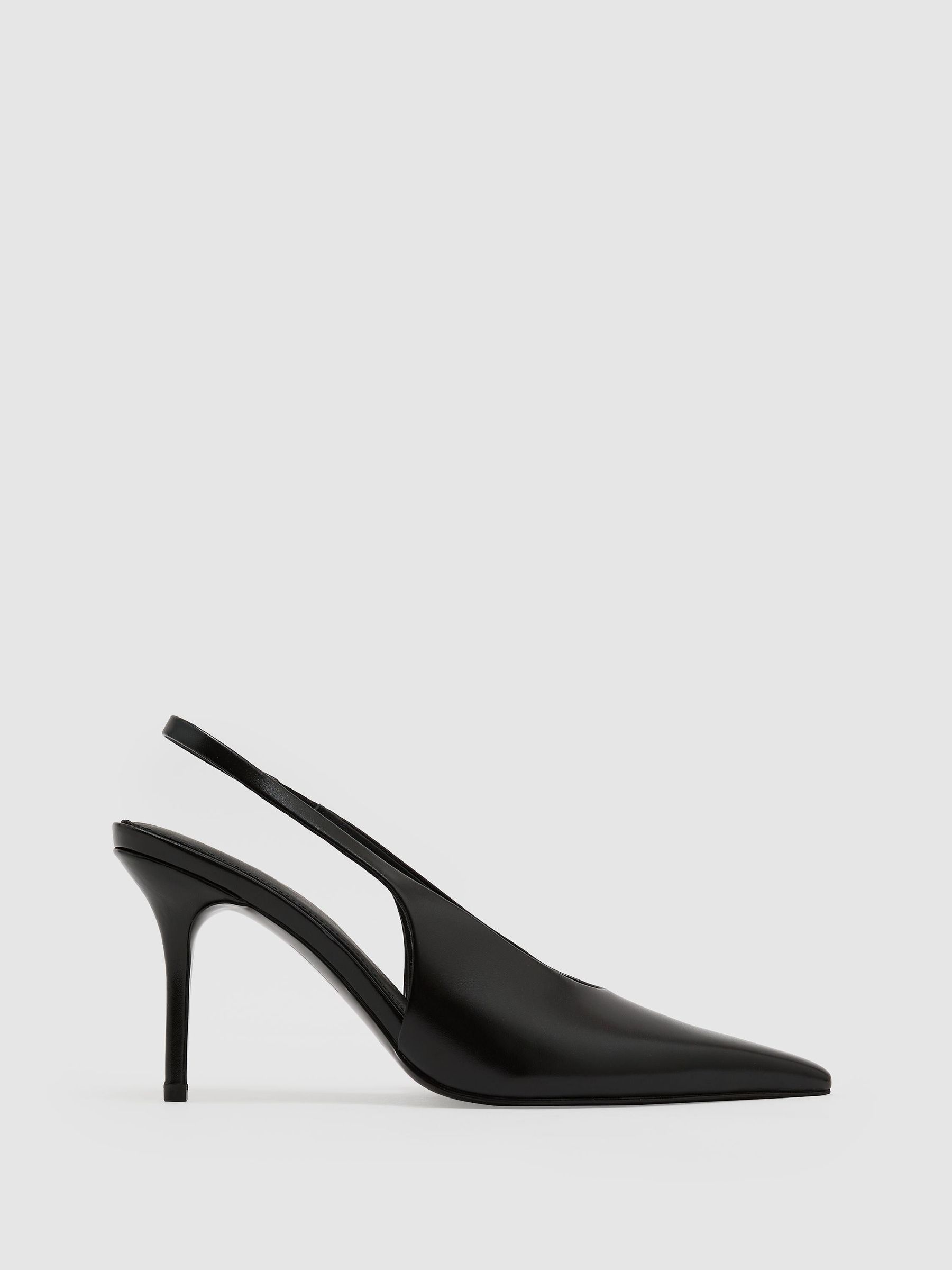 Leather Slingback Mid-Heel Court Shoes in Black - صورة 2 من 6 Leather Slingback Mid-Heel Court Shoes in Black - صورة 2 من 6