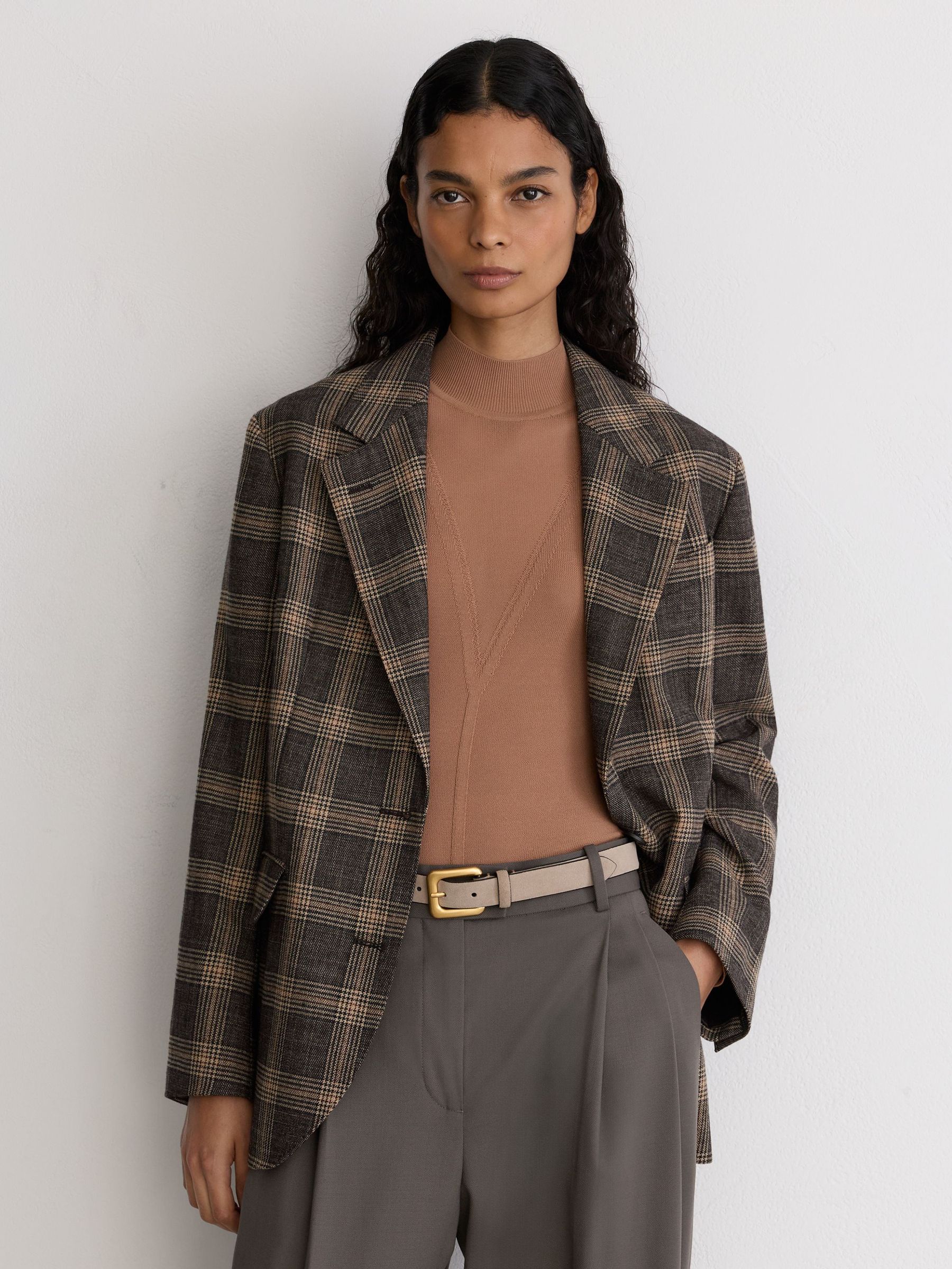 Suede Square-Buckle Belt in Grey - Image 1 of 5