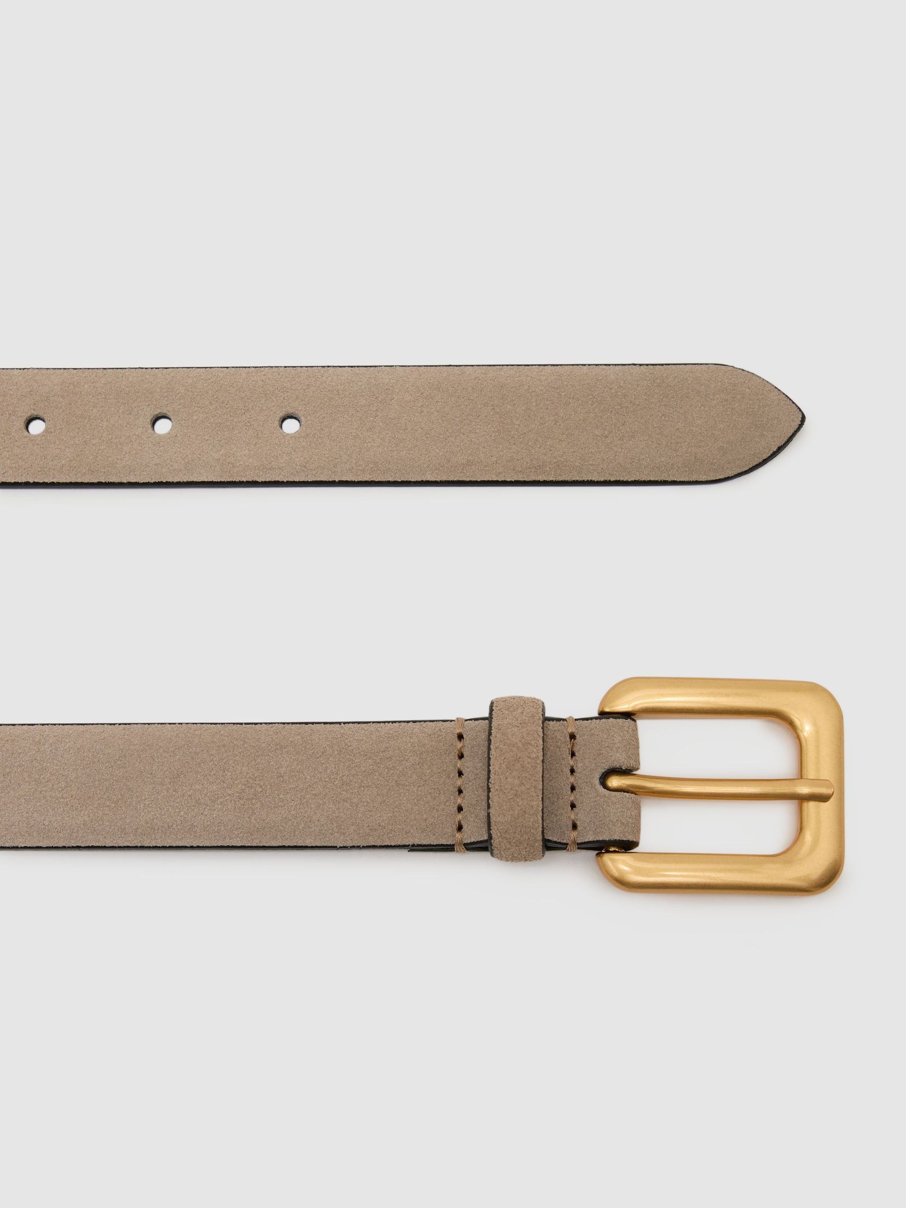 Suede Square-Buckle Belt in Grey - Image 3 of 5