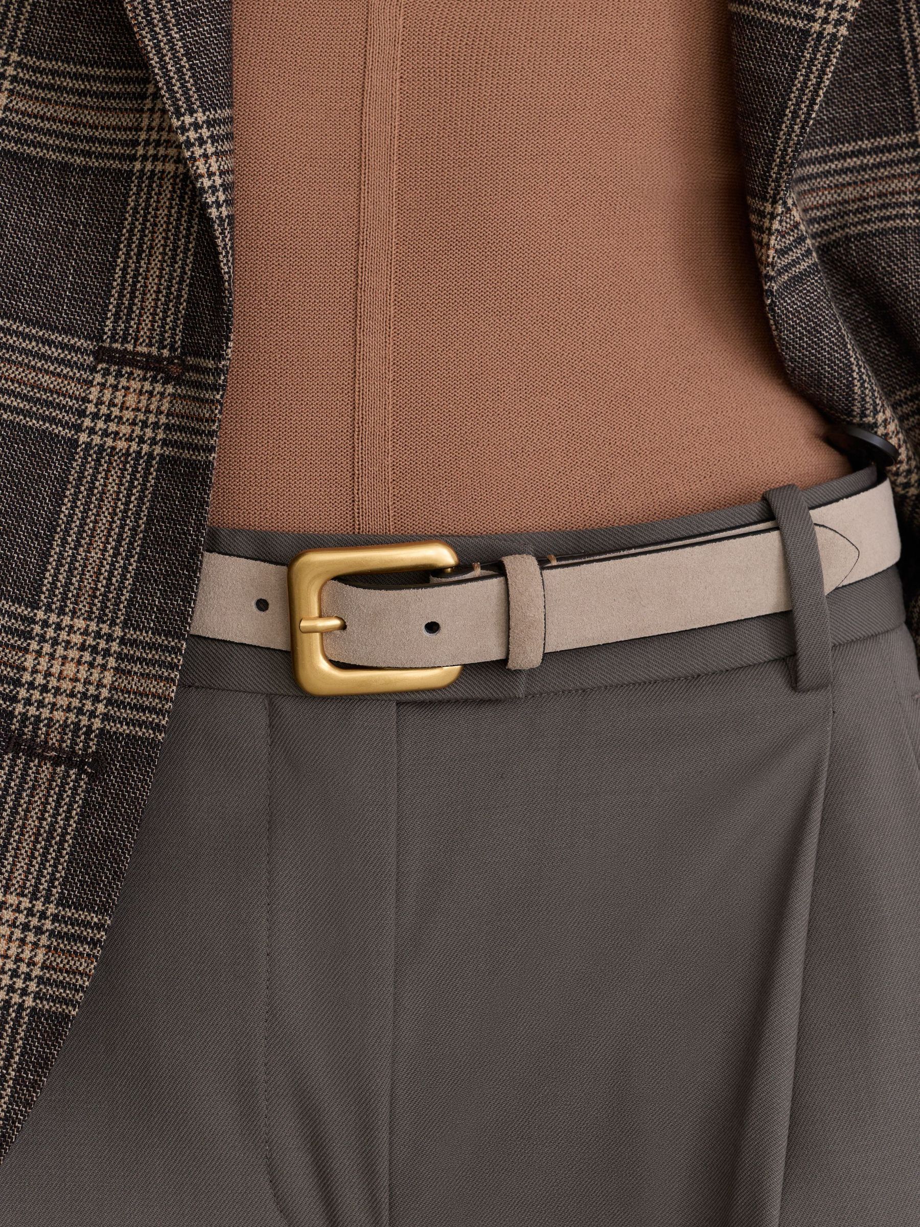 Suede Square-Buckle Belt in Grey - Image 4 of 5