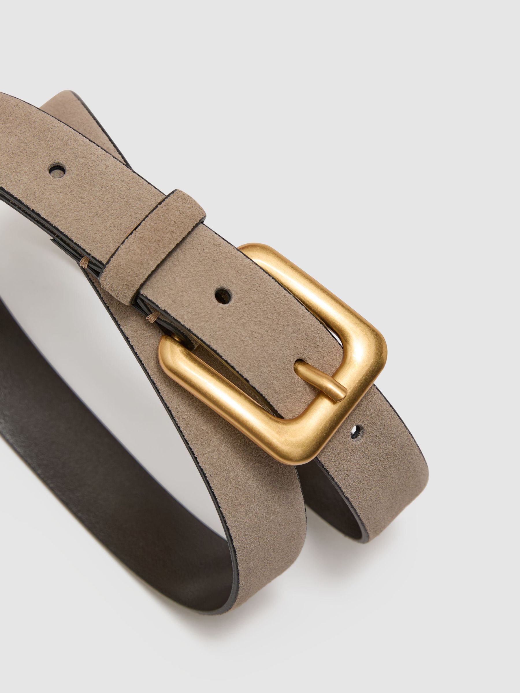 Suede Square-Buckle Belt in Grey - Image 5 of 5