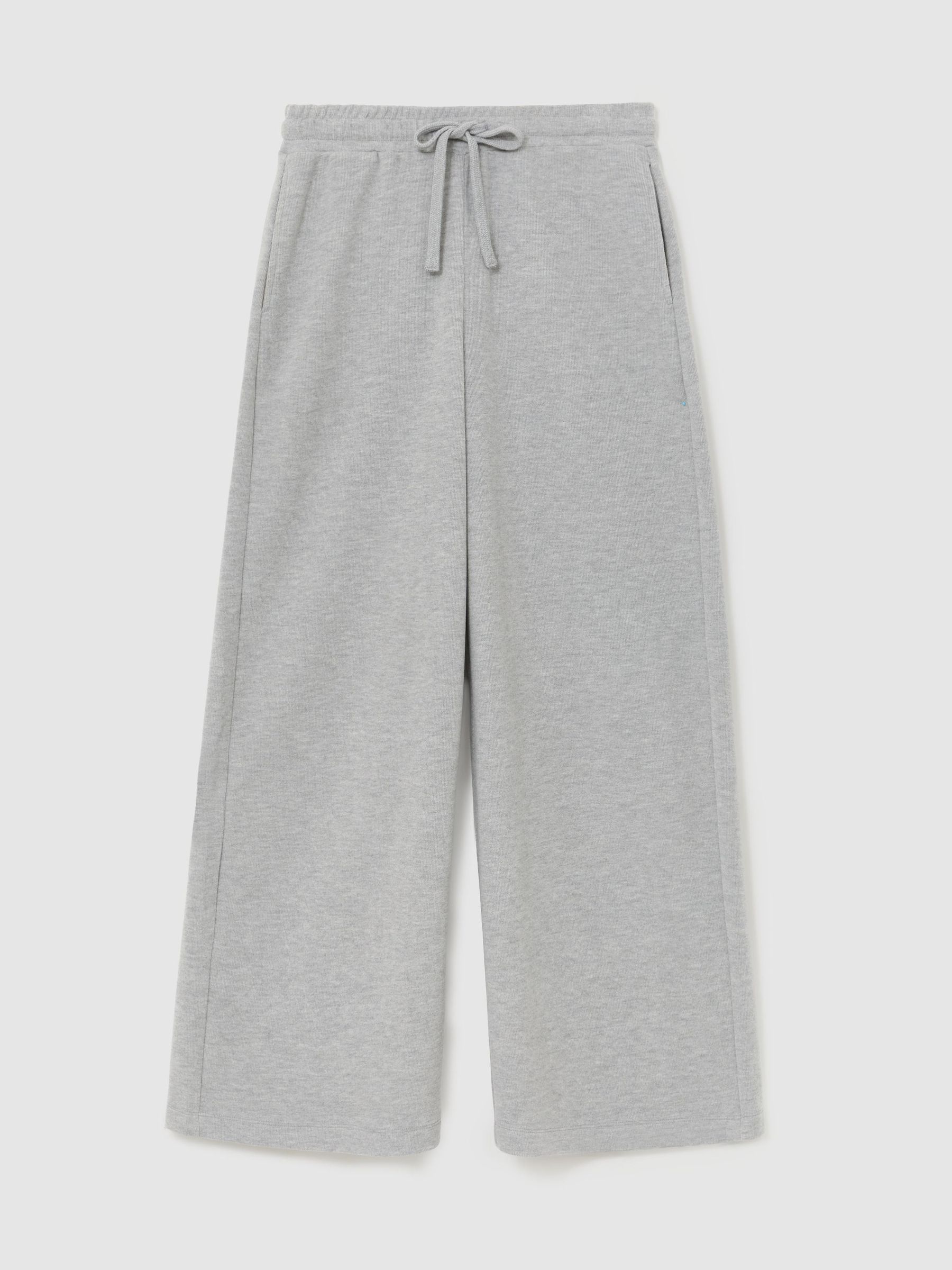 Cotton-Blend Wide-Leg Drawstring Joggers in Grey Marl - Image 2 de 6