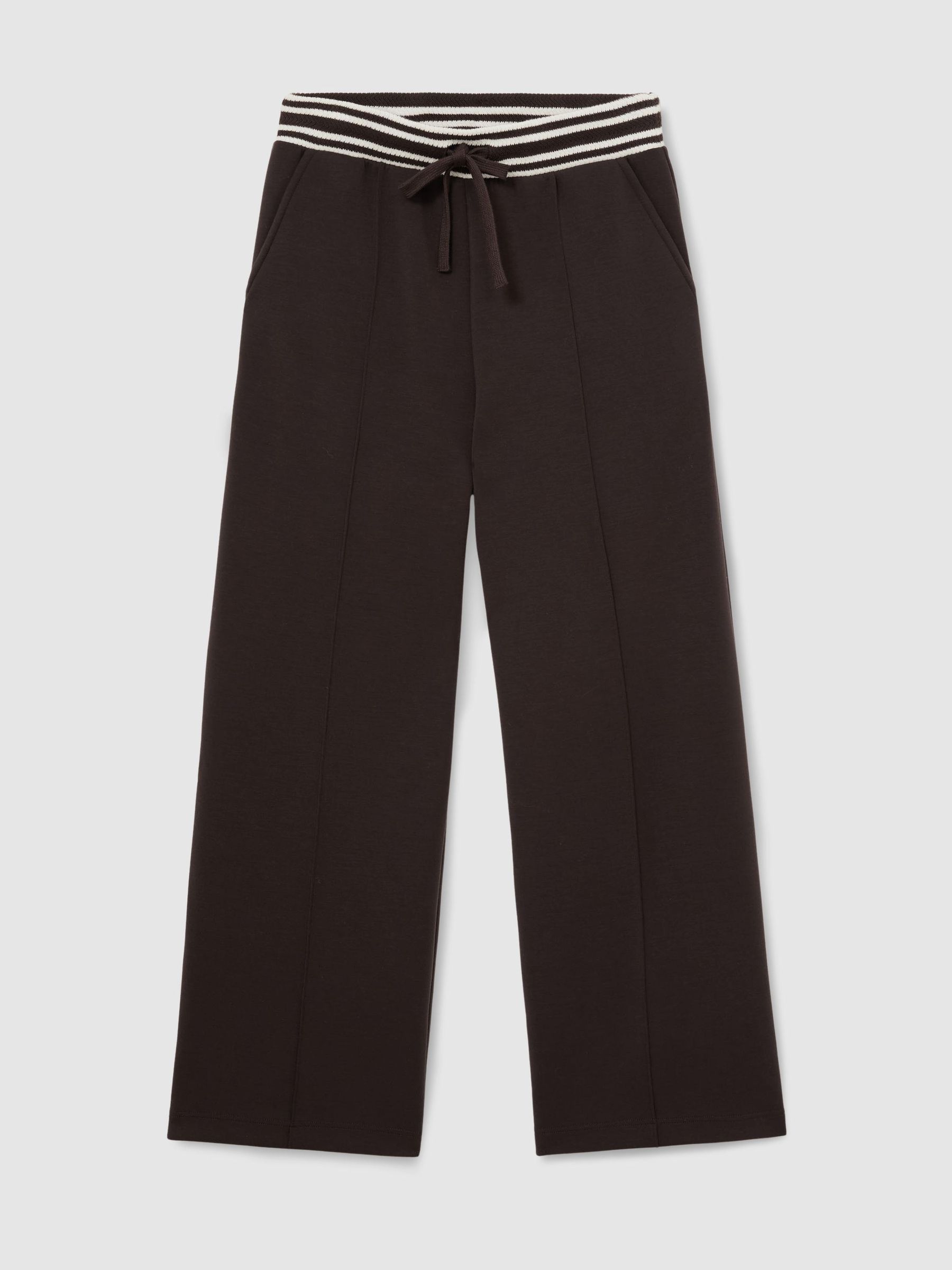 Petite Premium Interlock Stripe-Waist Joggingbukser i Chokoladebrun - Billede 2 af 7