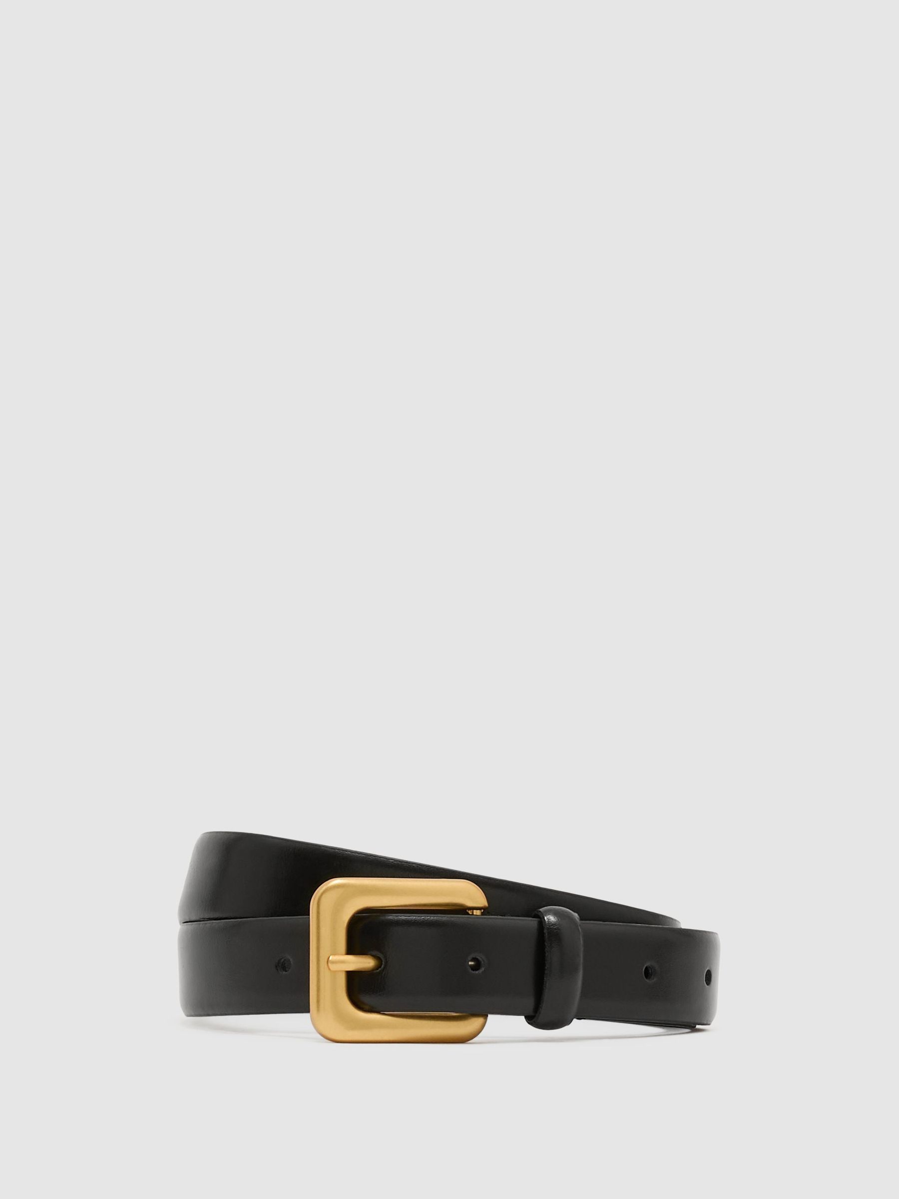 Leather Square-Buckle Belt in Black - Image 2 of 5