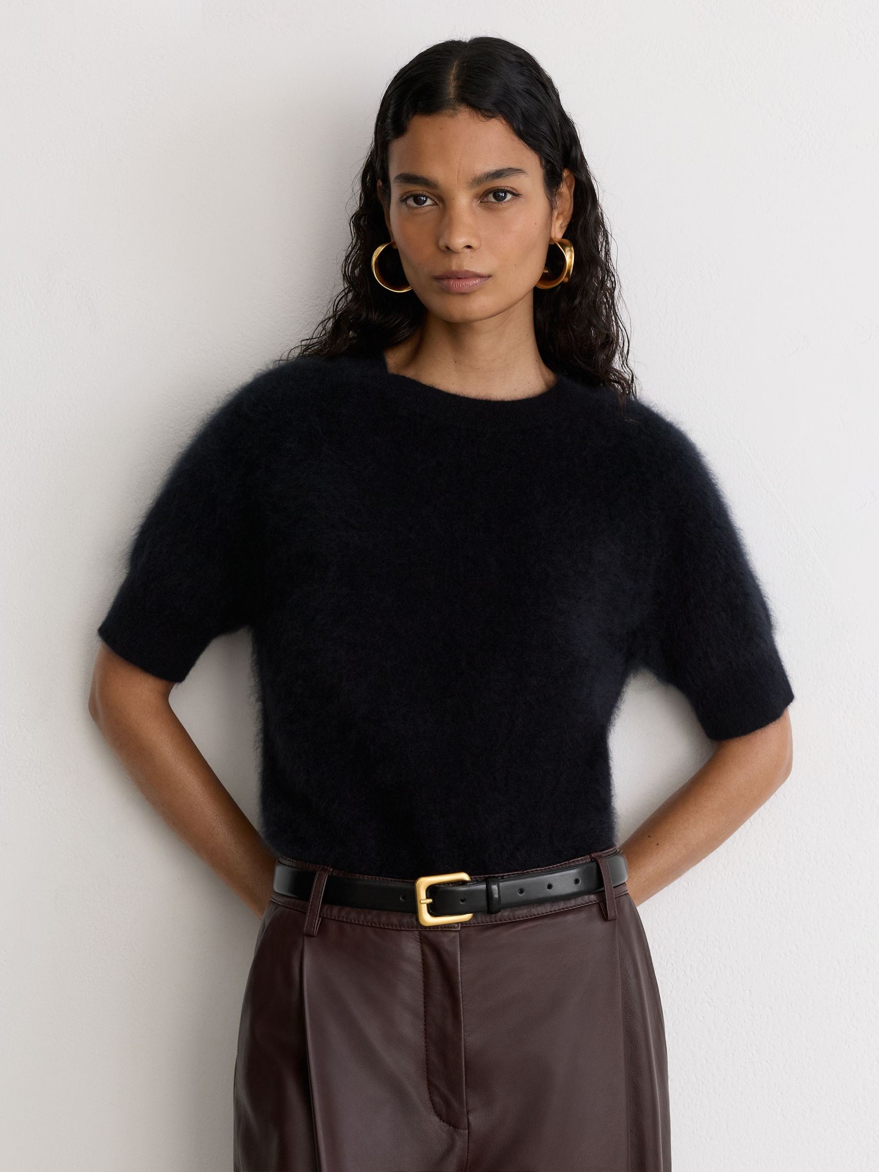Leather Square-Buckle Belt in Black - Image 4 of 5