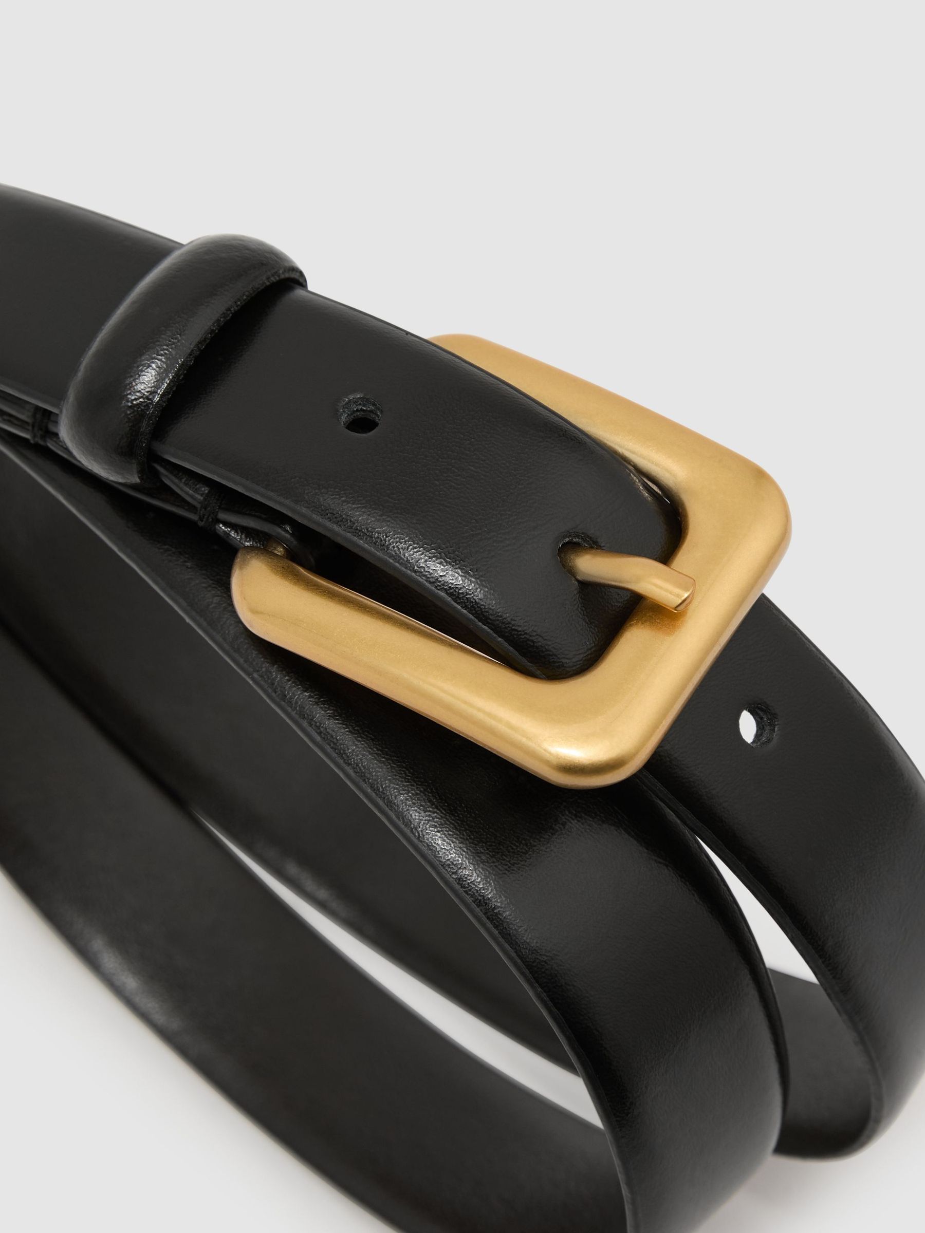 Leather Square-Buckle Belt in Black - Image 5 of 5