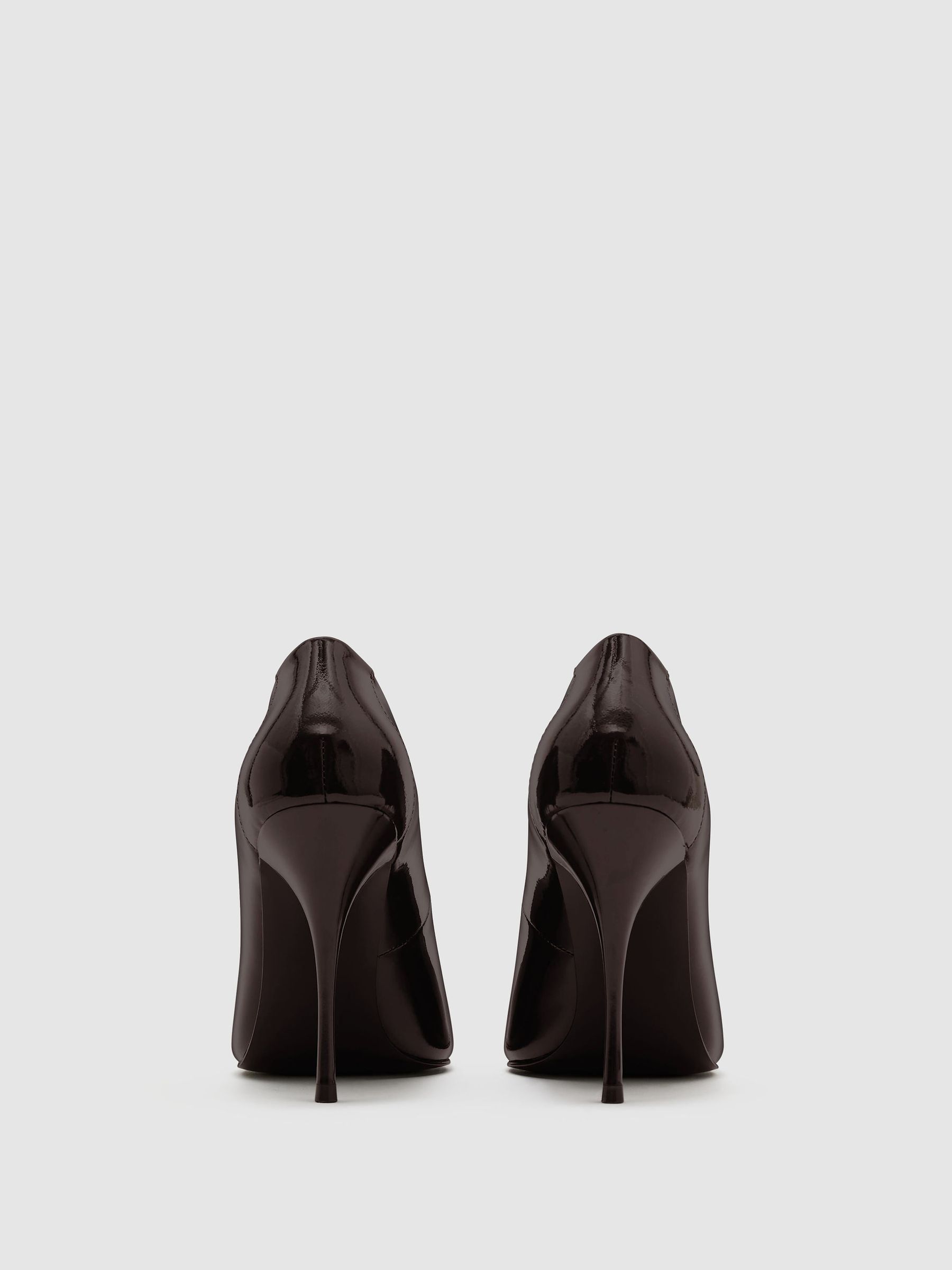 Patent Leather Pointed-Toe Stiletto Court Shoes in Chocolate - Image 5 of 6