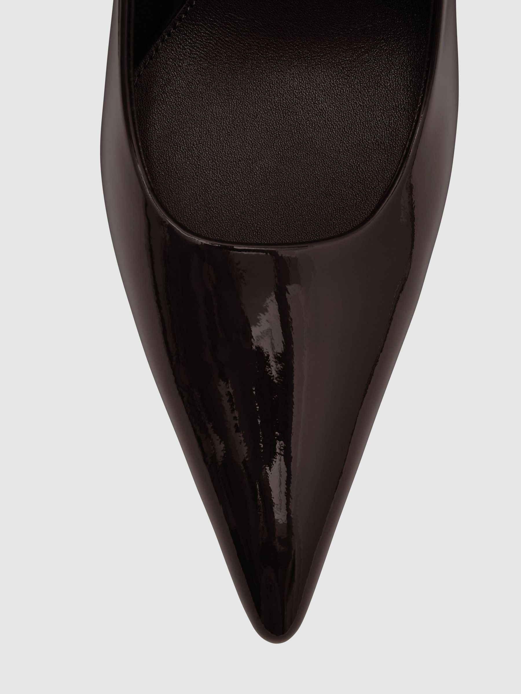 Patent Leather Pointed-Toe Stiletto Court Shoes in Chocolate - Image 6 of 6