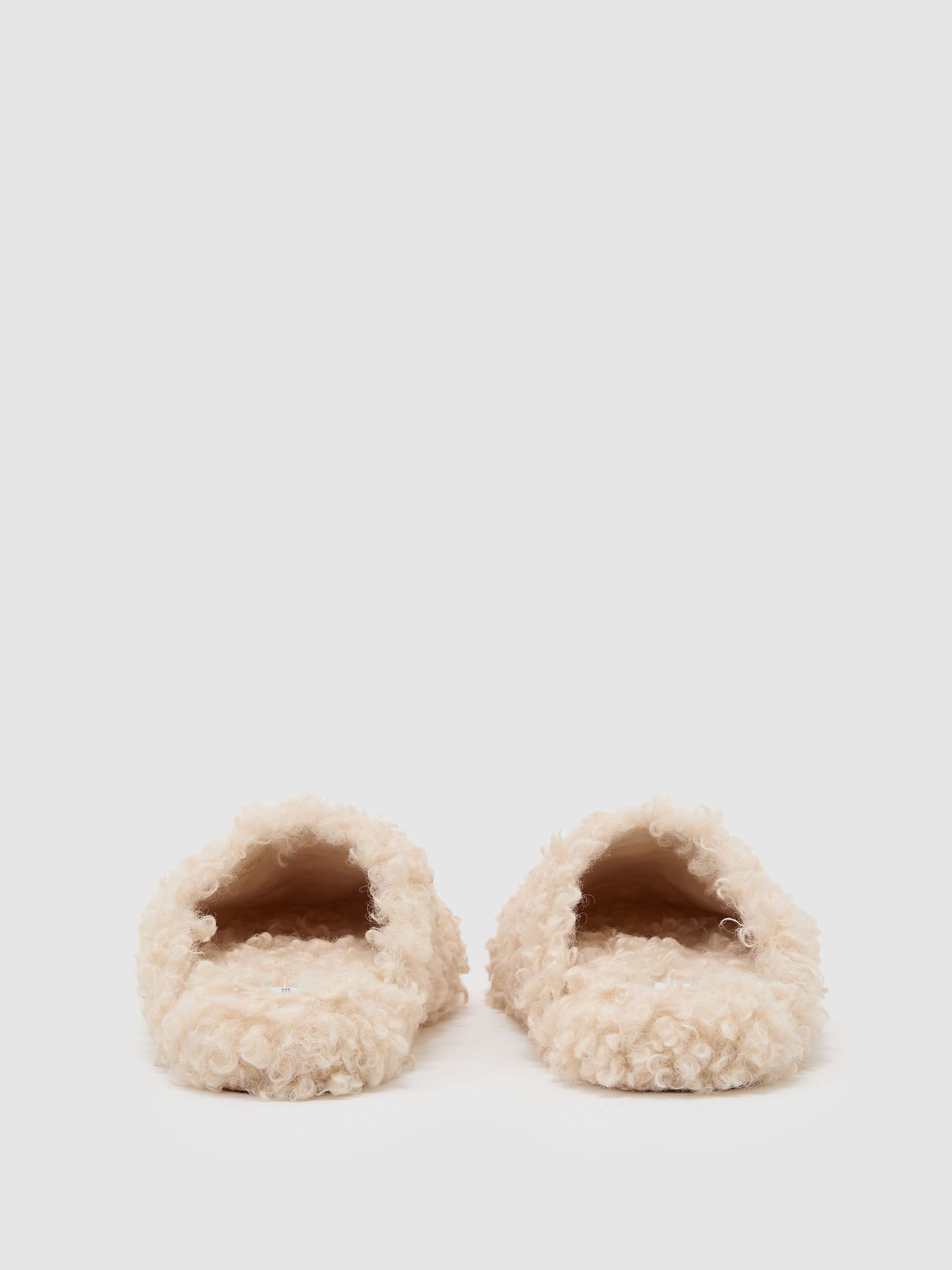 Chaussons mules Borg couleur ivoire - Image 4 de 5