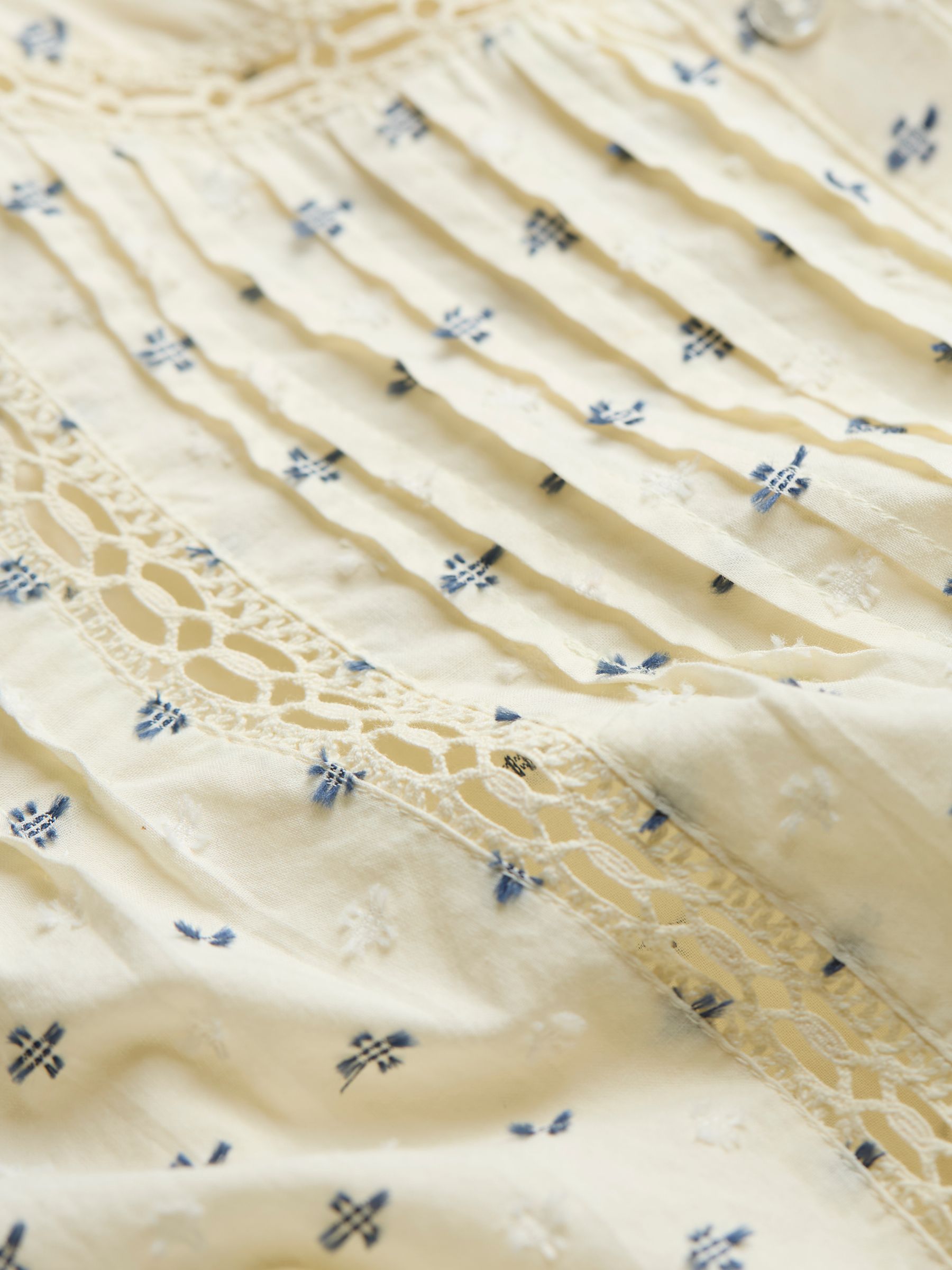 Cream Fern 100% Cotton Embroidered Blouse - Image 7 of 7