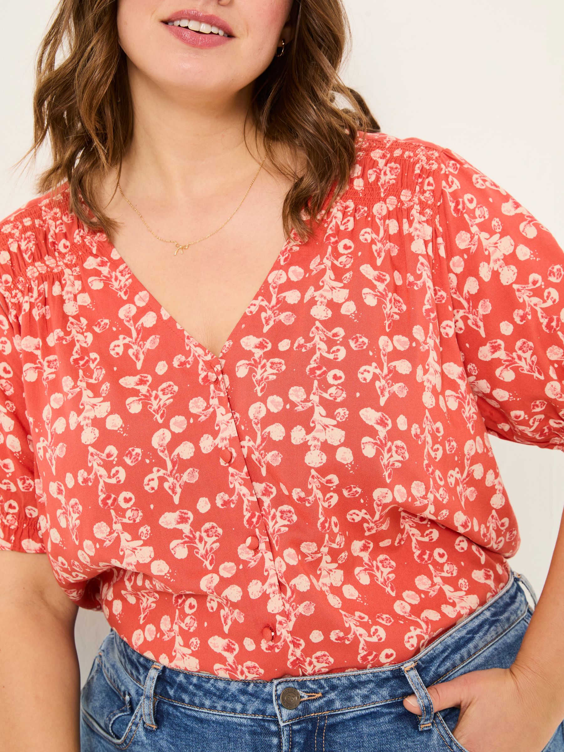 Jade Burnt Orange Painted Bloom Blouse - Image 6 of 9