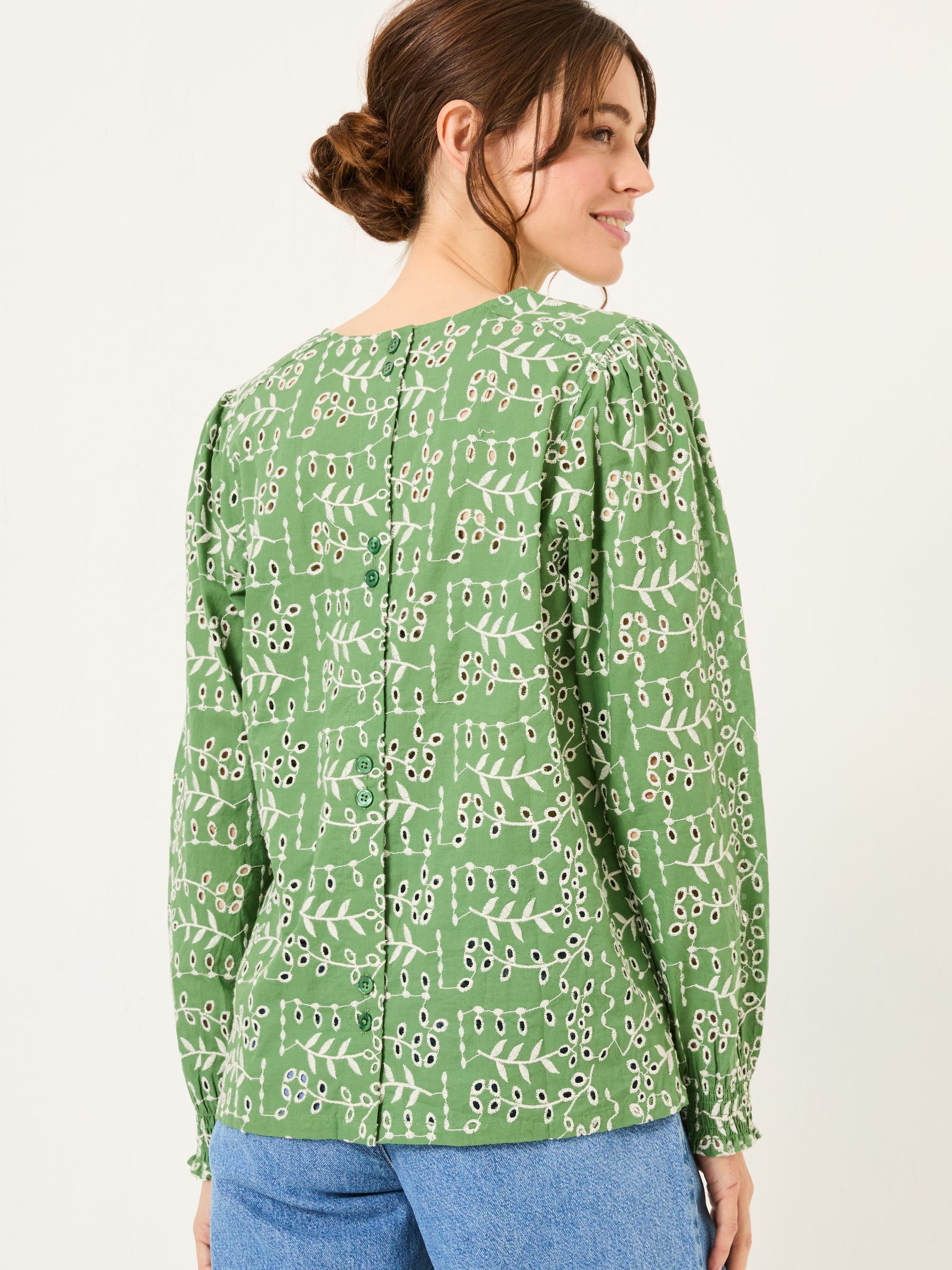Light Green Jili 100% Cotton Embroidered Blouse - Image 2 of 8