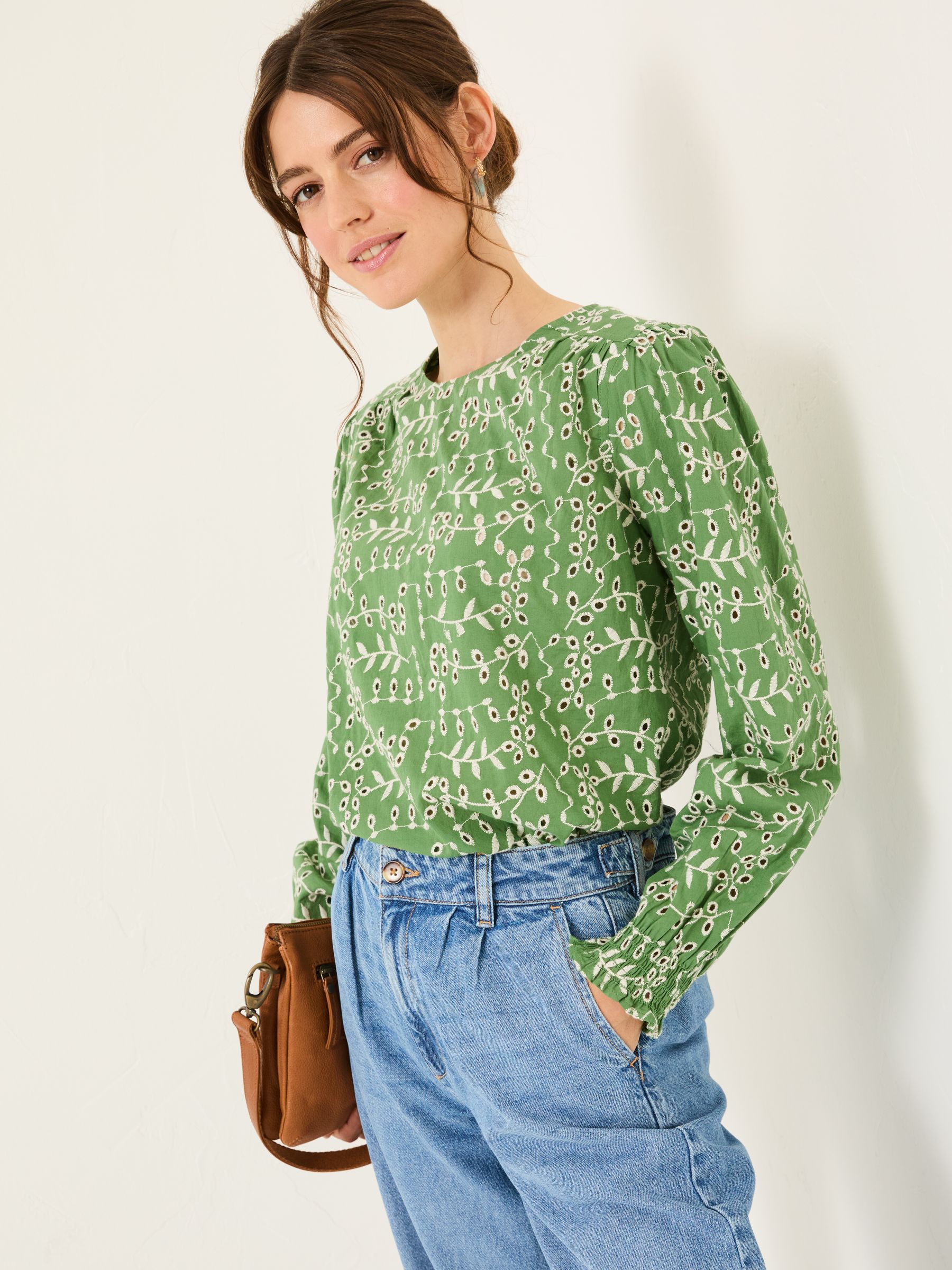 Light Green Jili 100% Cotton Embroidered Blouse - Image 3 of 8