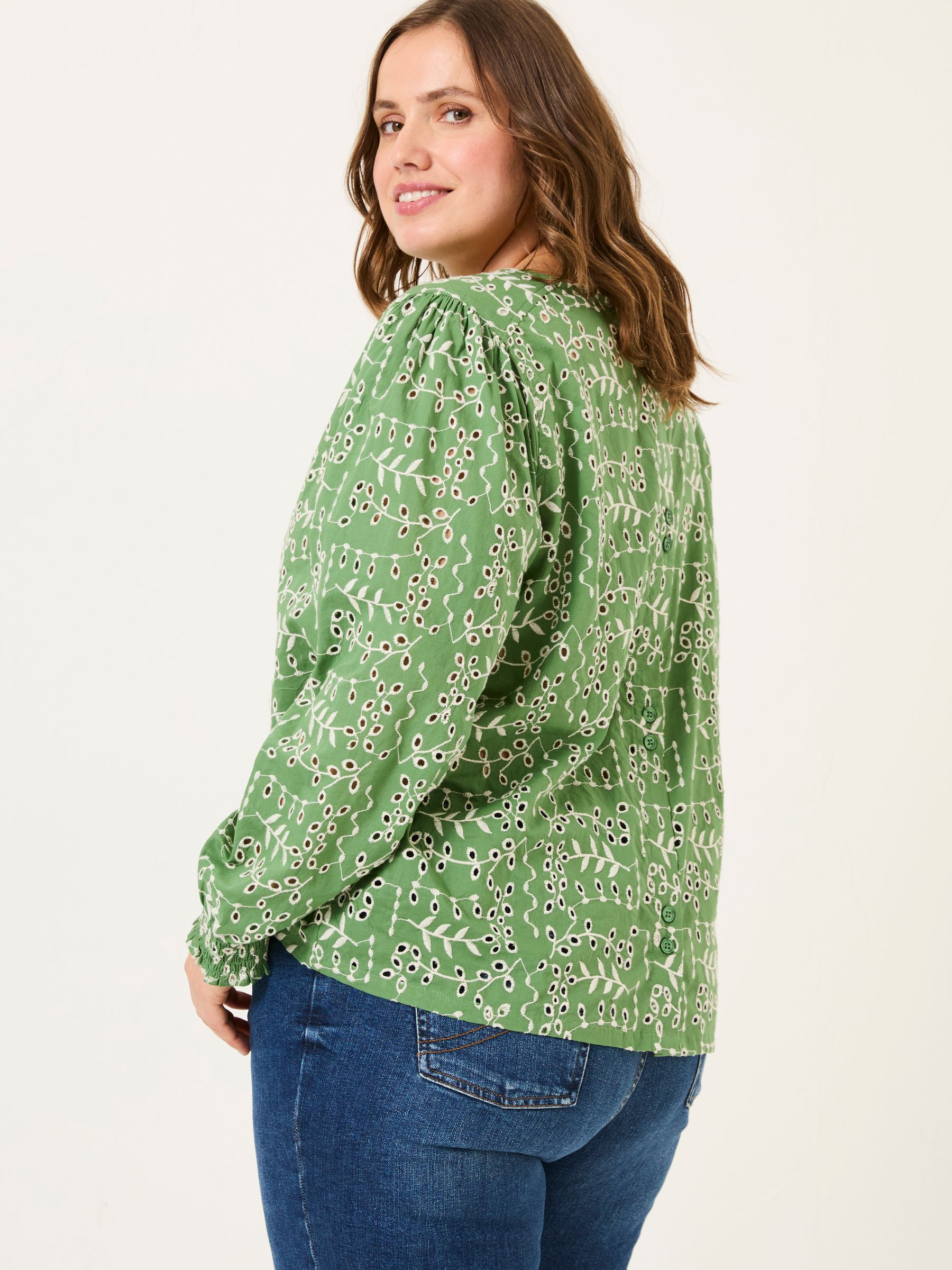 Light Green Jili 100% Cotton Embroidered Blouse - Image 5 of 8