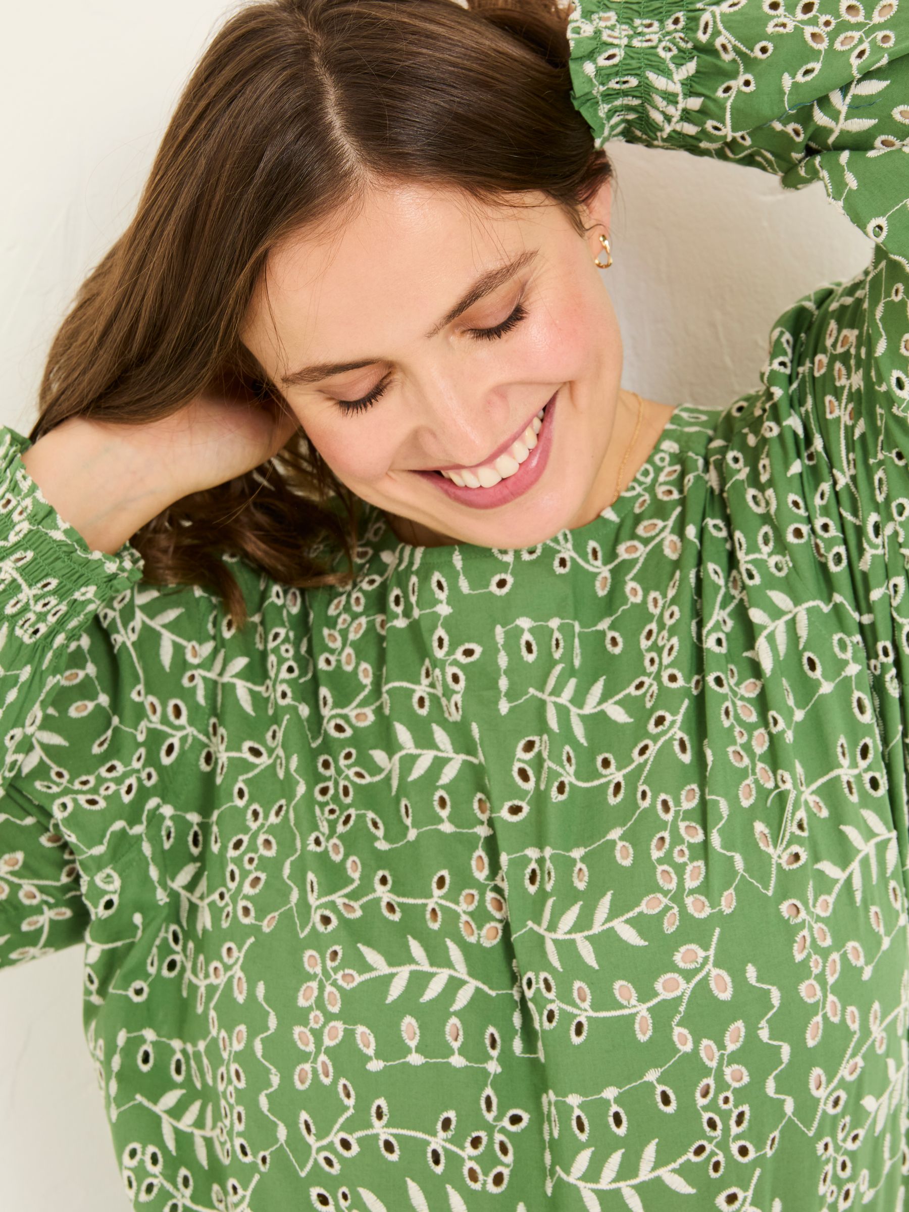 Light Green Jili 100% Cotton Embroidered Blouse - Image 6 of 8