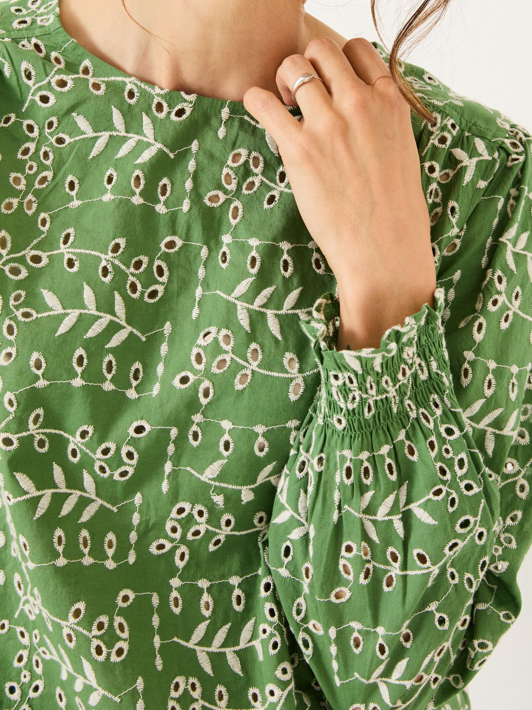 Light Green Jili 100% Cotton Embroidered Blouse - Image 7 of 8