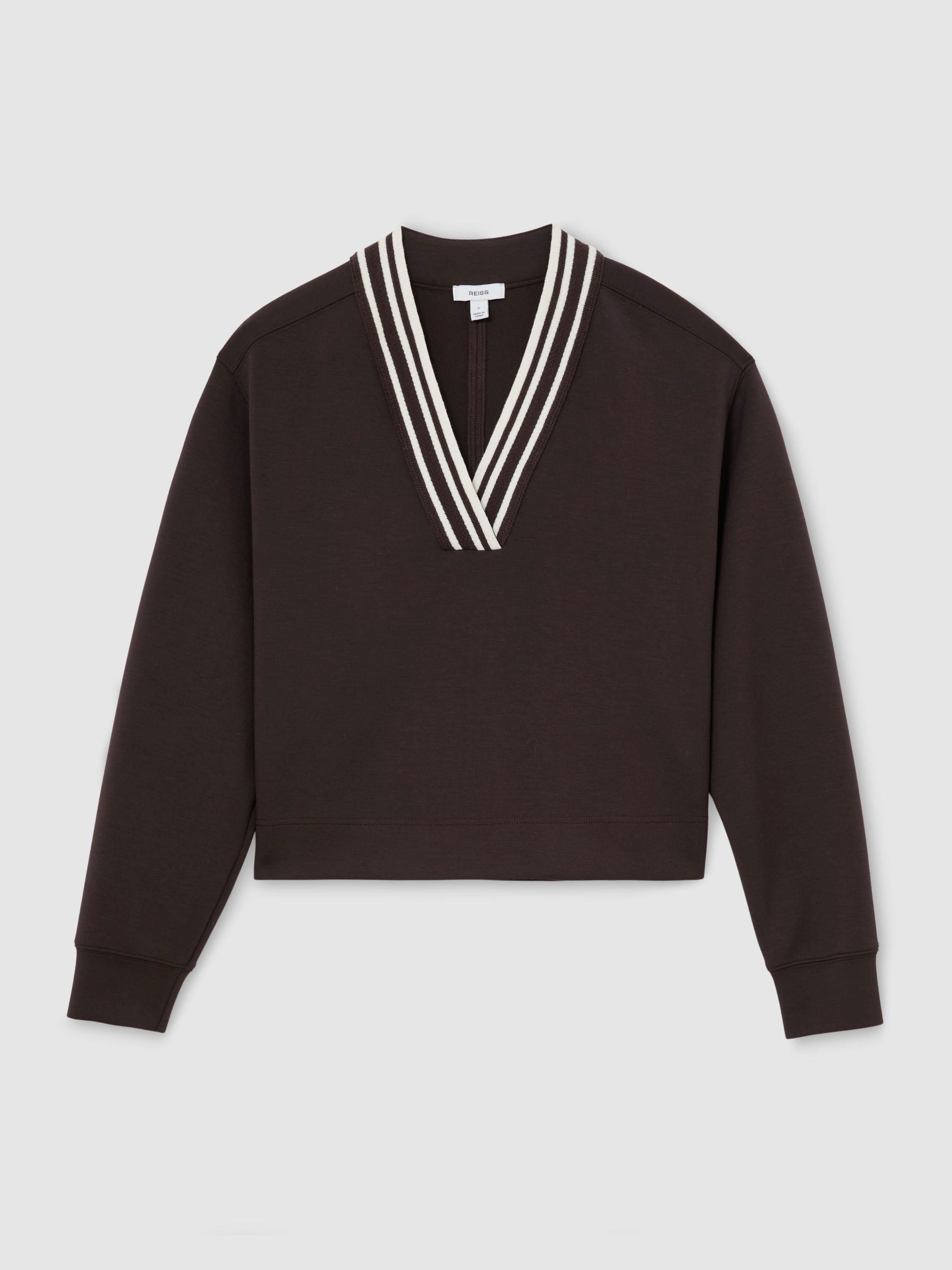 Premium afkortet sweatshirt med interlock-tippe i chokoladebrun - Billede 2 af 6 Premium afkortet sweatshirt med interlock-tippe i chokoladebrun - Billede 2 af 6