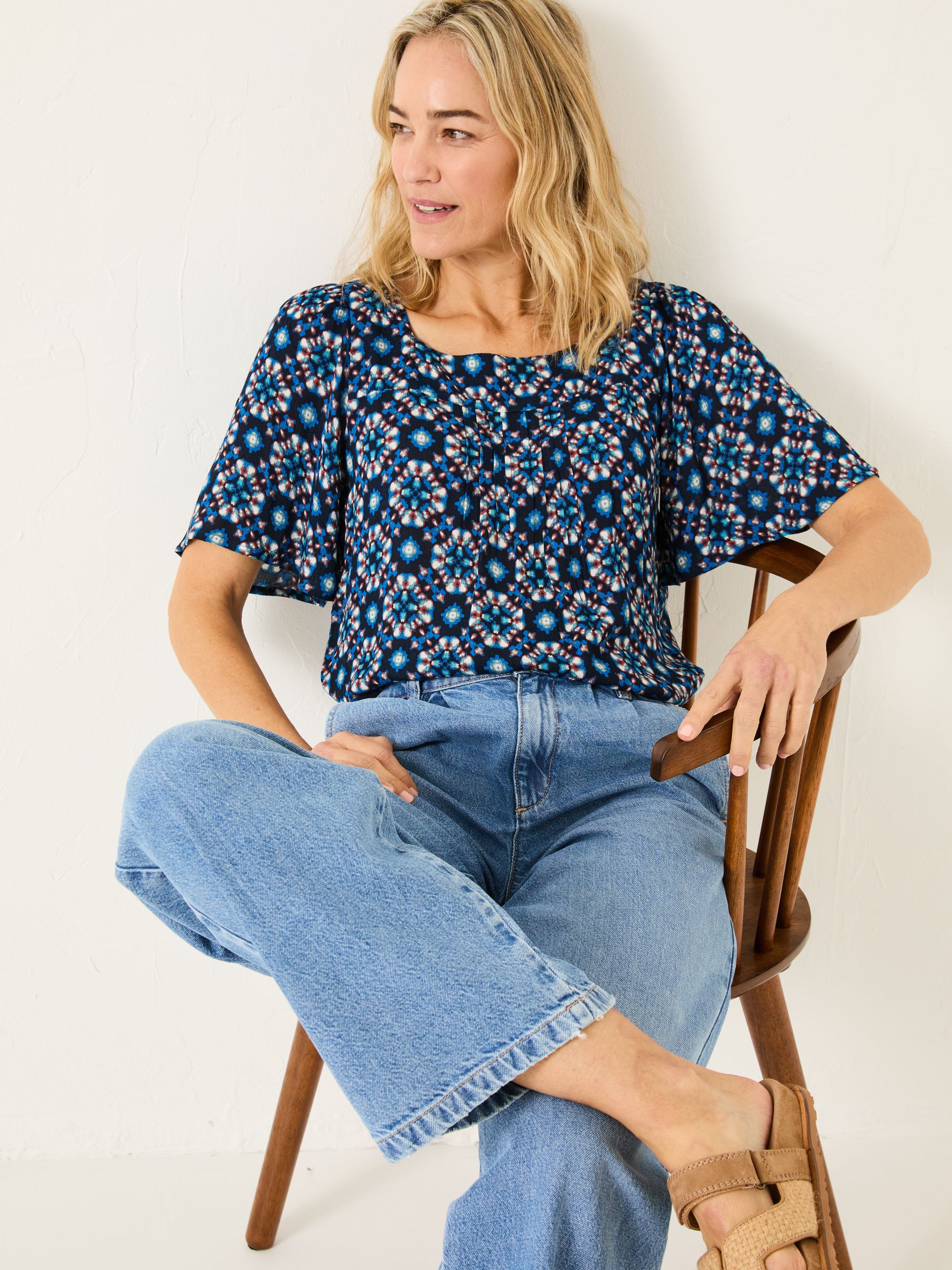 Kyro Indigo Blue Batik Geo Blouse - Image 4 of 7