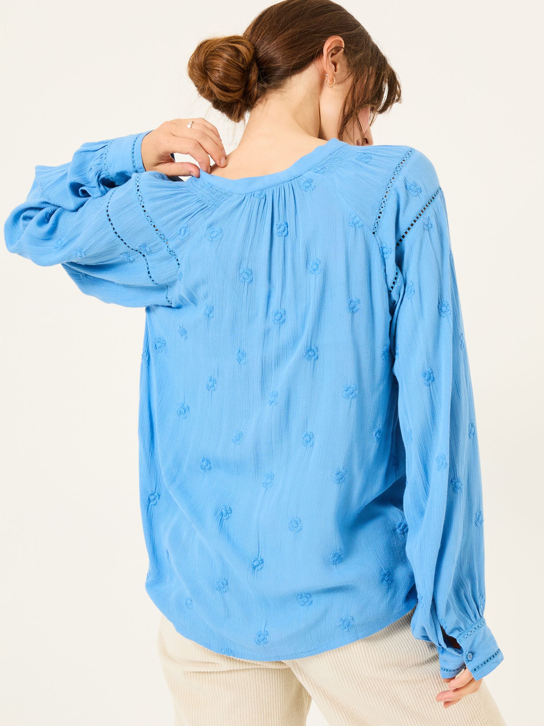 Orla Bright Blue Embroidered Blouse - Image 2 of 5