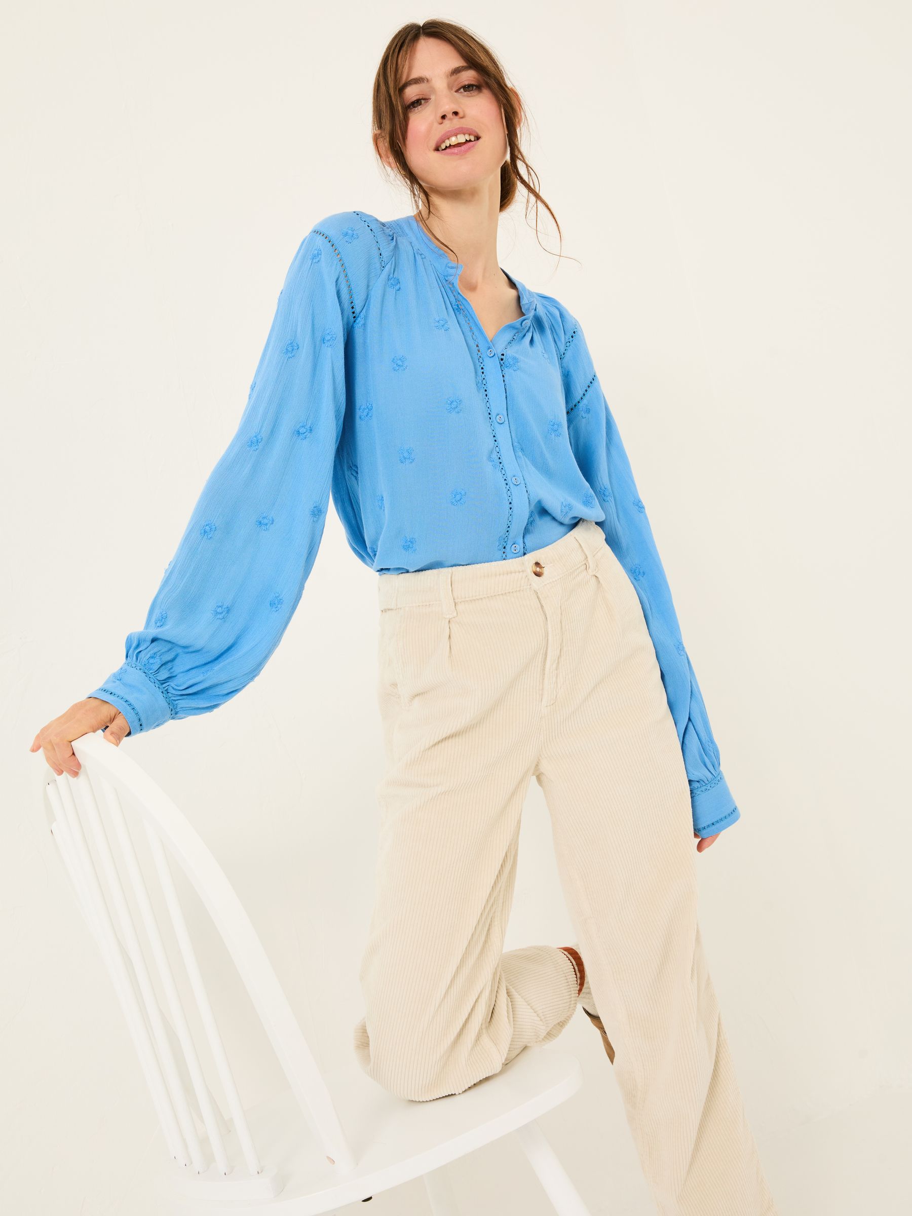 Orla Bright Blue Embroidered Blouse - Image 3 of 5