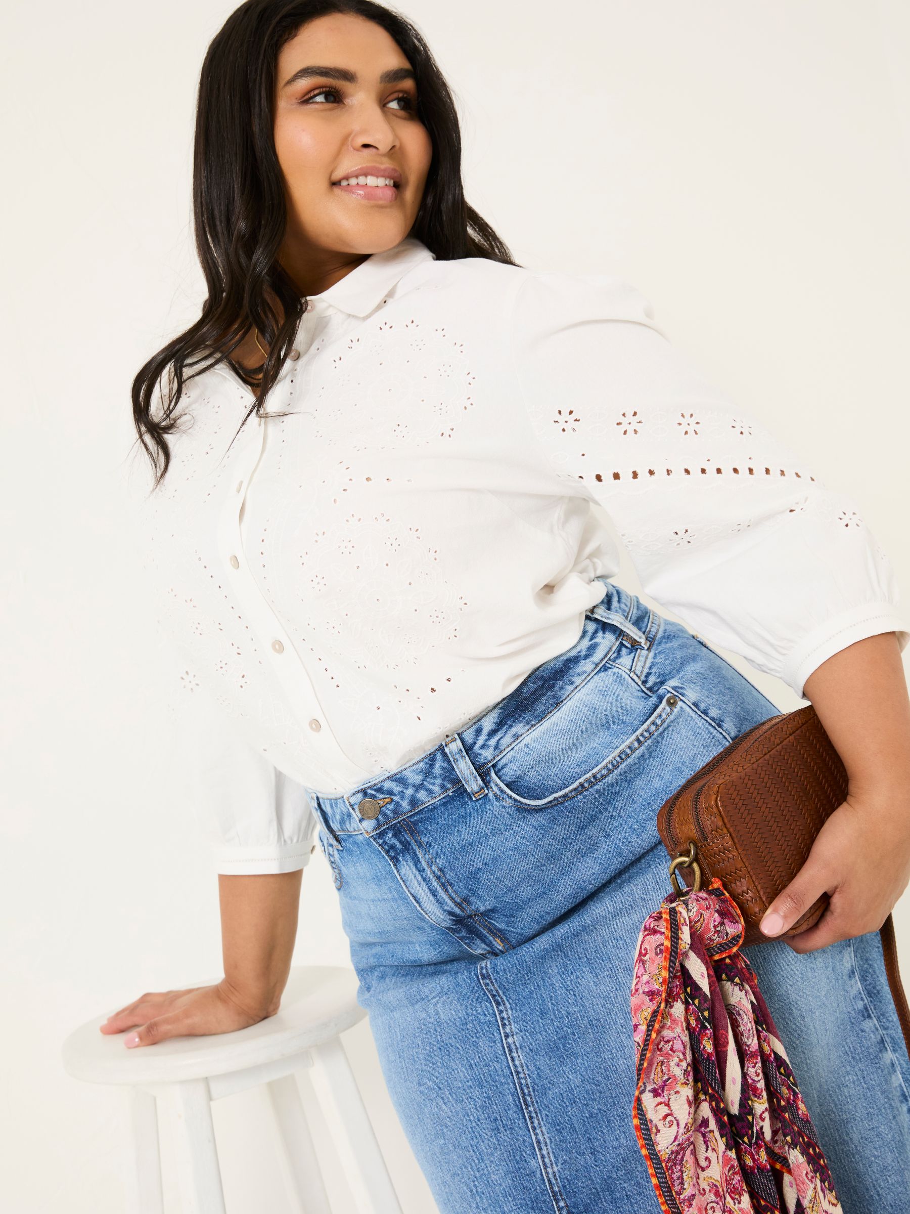 Roxi Ivory 100% Cotton Embroidered Shirt - Image 8 of 11