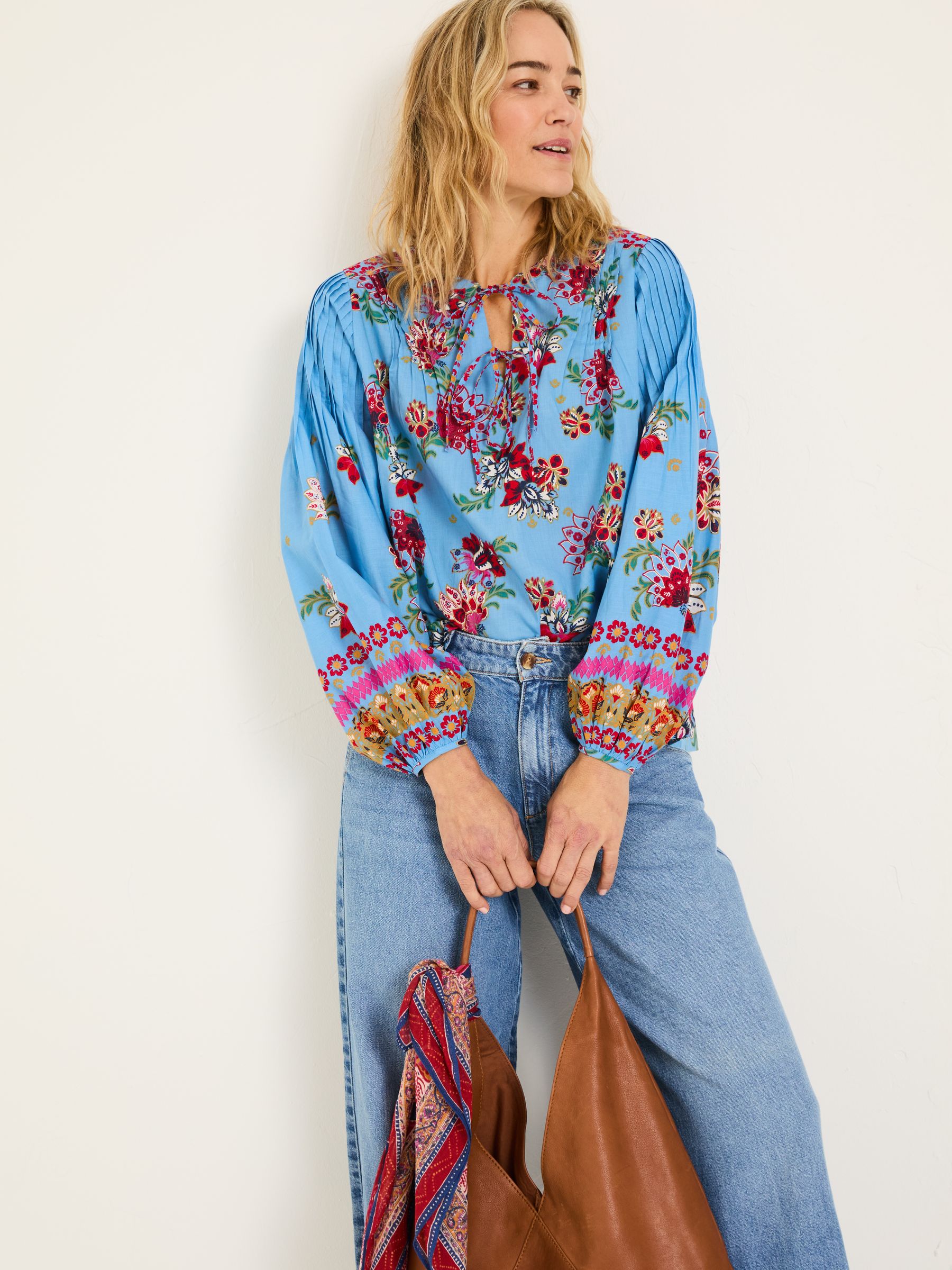 Bright Blue 100% Cotton Sandy Blouse - Image 1 of 8