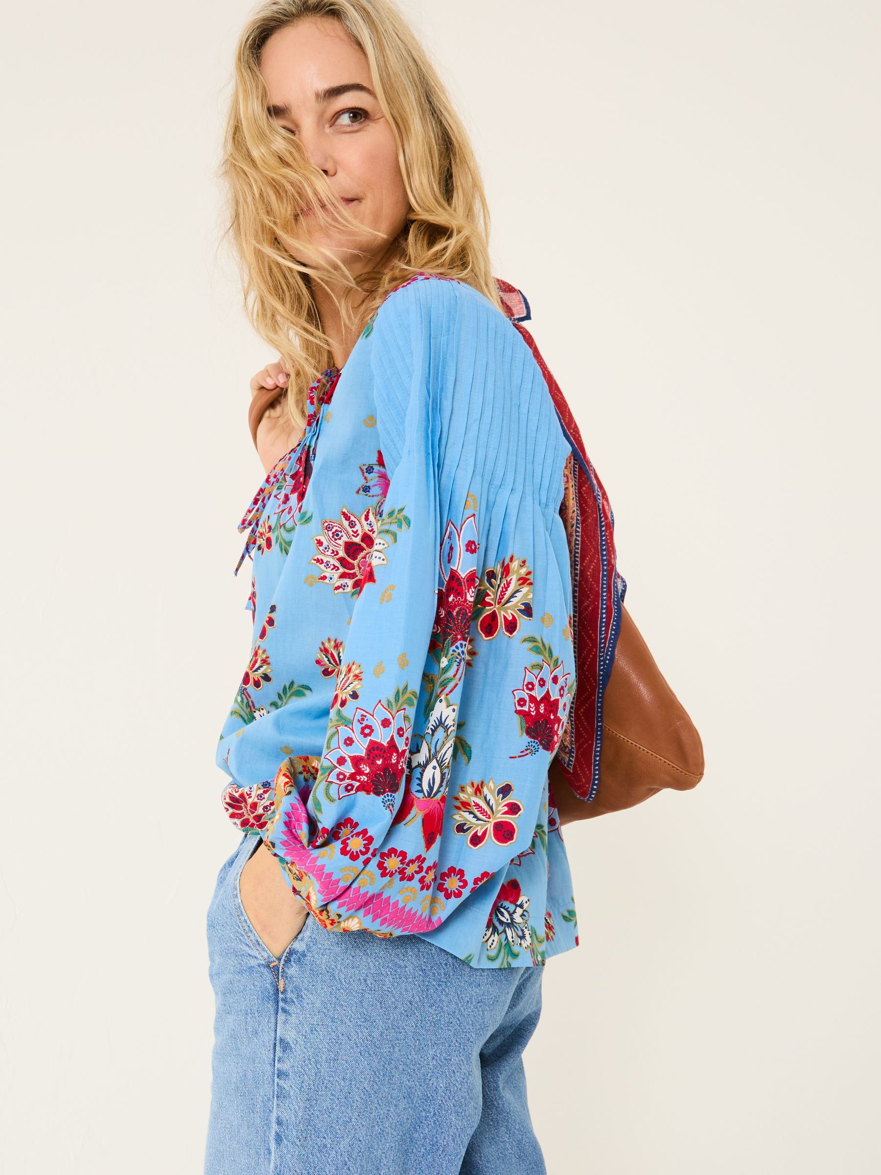 Bright Blue 100% Cotton Sandy Blouse - Image 4 of 8