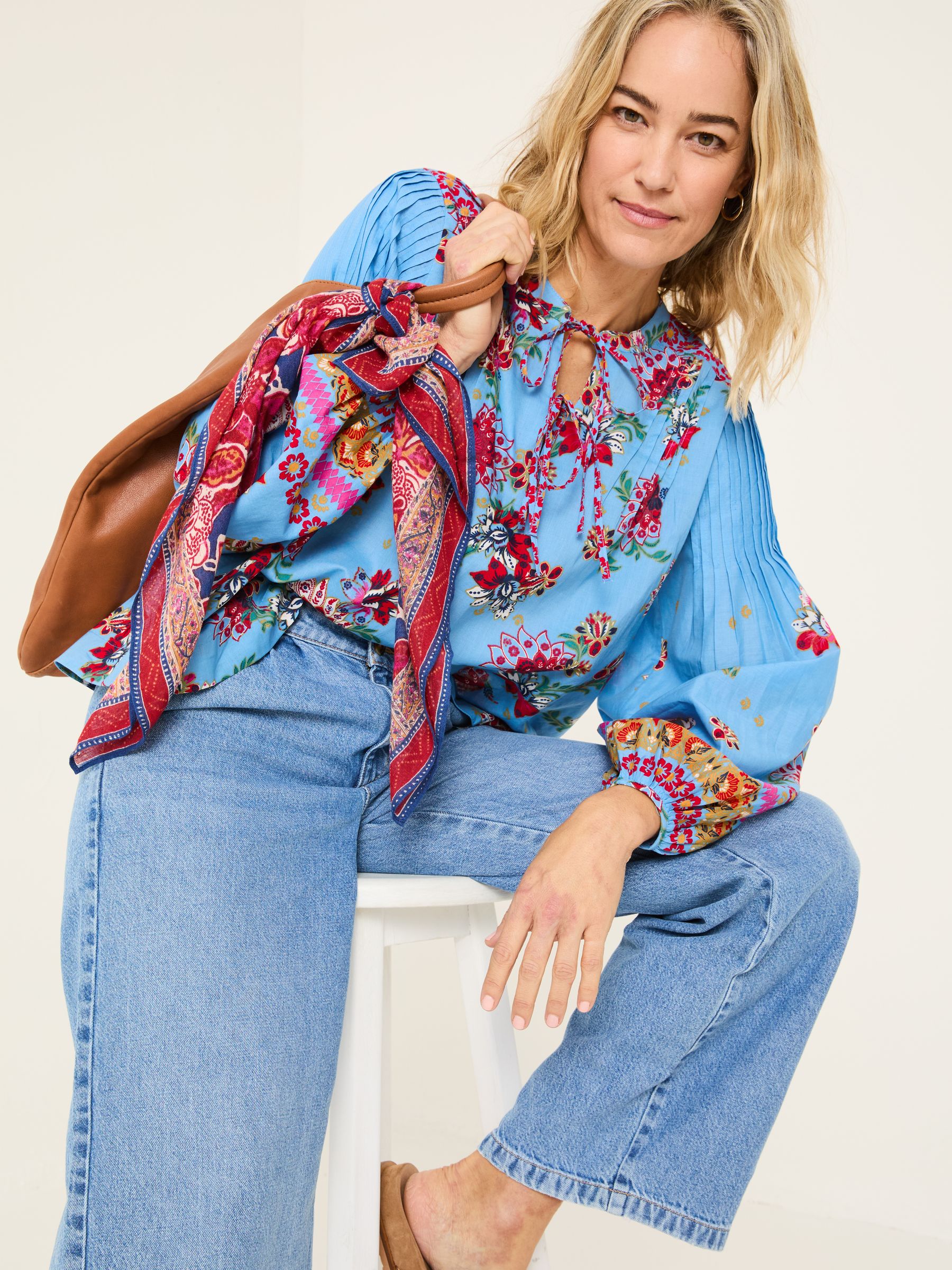 Bright Blue 100% Cotton Sandy Blouse - Image 5 of 8